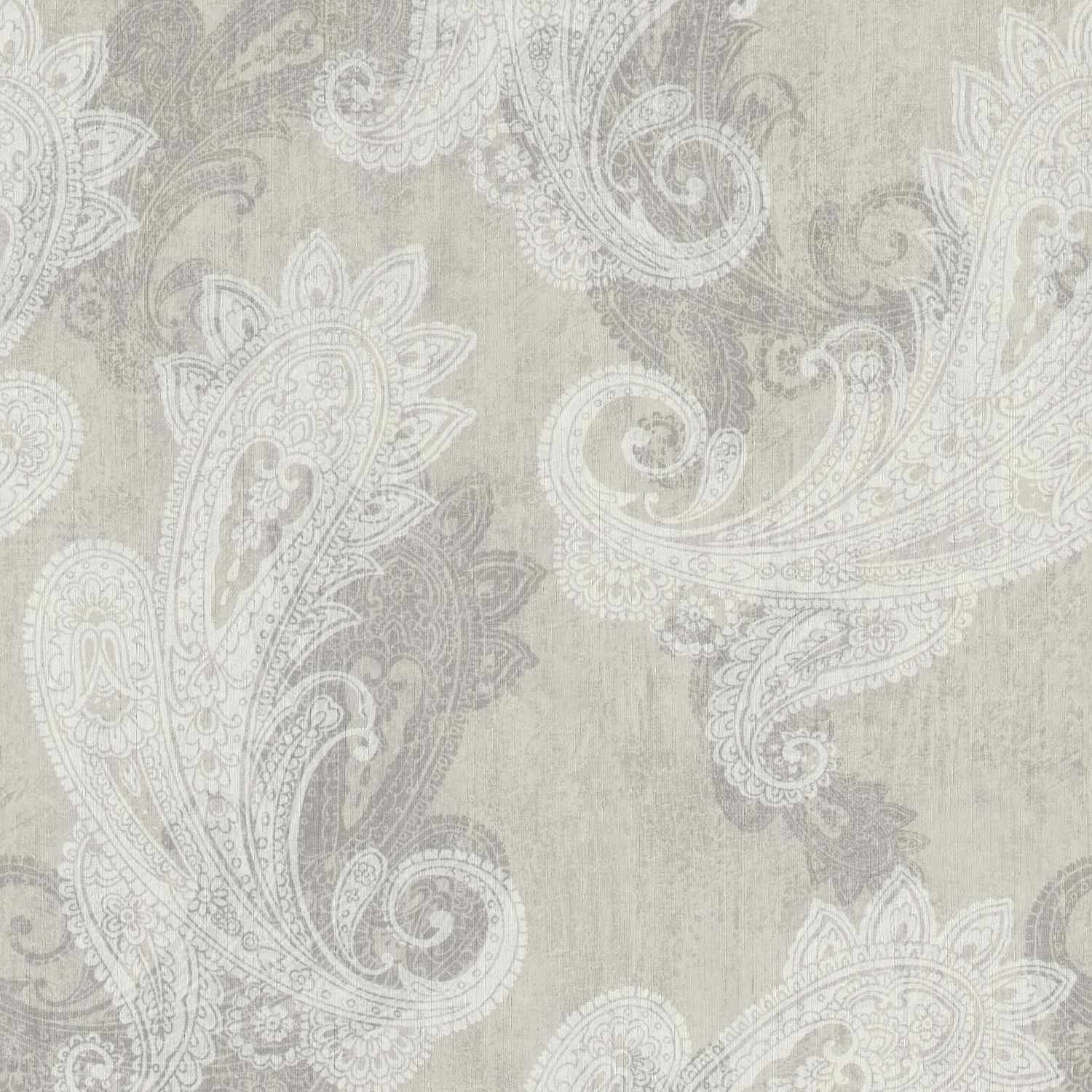 Rasch | Indian Style | 746426 | Vliestapete | Barock | 0.53 x 10.05 m | Grau | Weiß