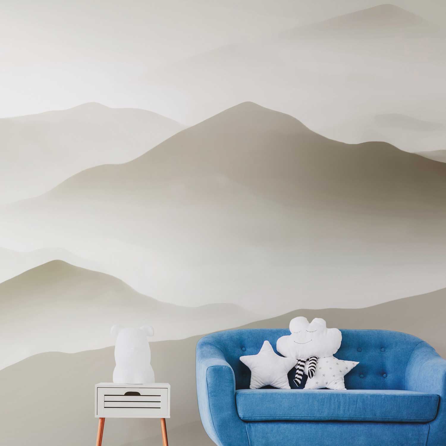 Tadessi Fototapete Berge M1-No.10327 Digitaldruck Tapete Beige - Landschaft Berge Modern Nebel