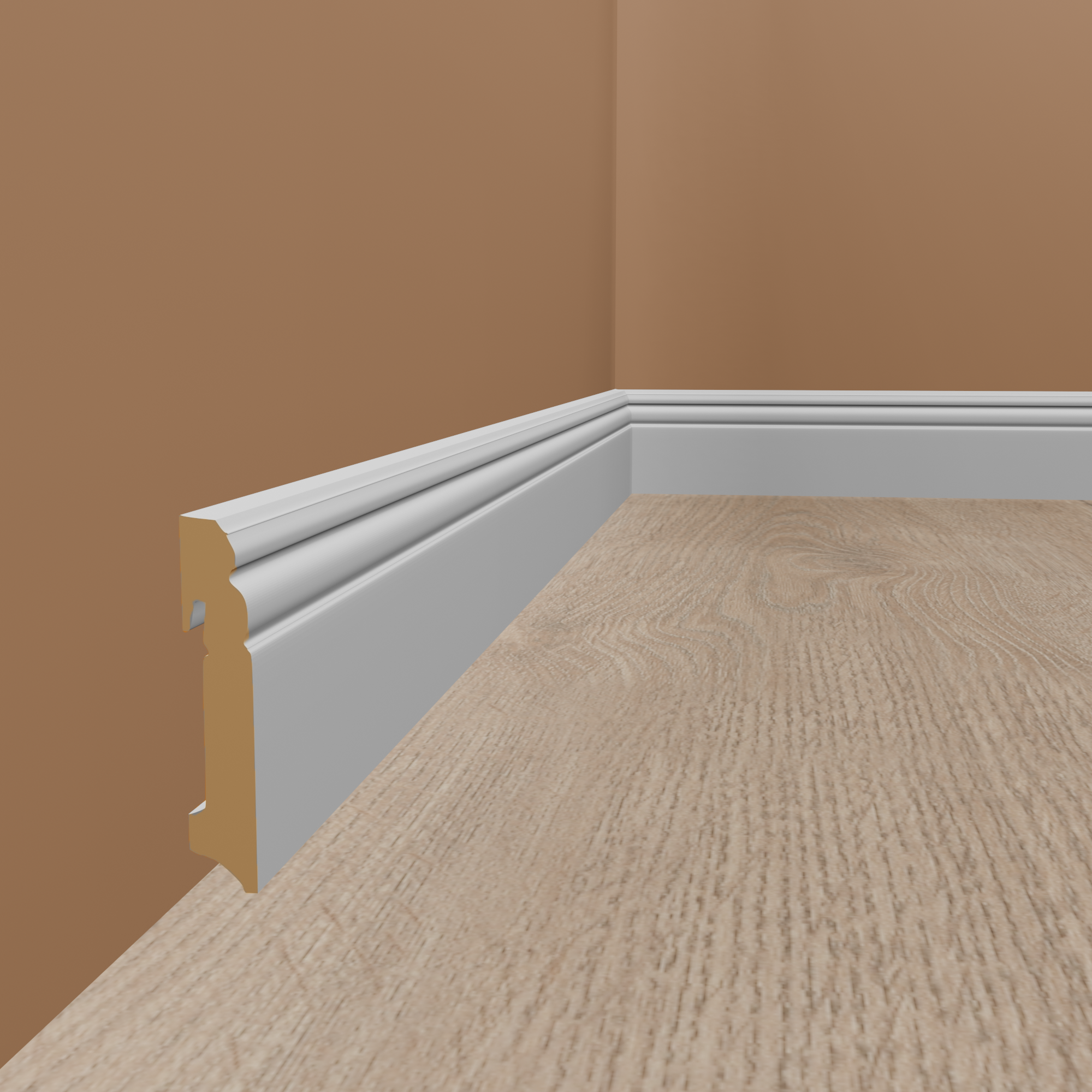 Neuhofer Sockelleiste "Desana" FU089L MDF 18 x 90 x 2400 mm Weiß Berliner Profil