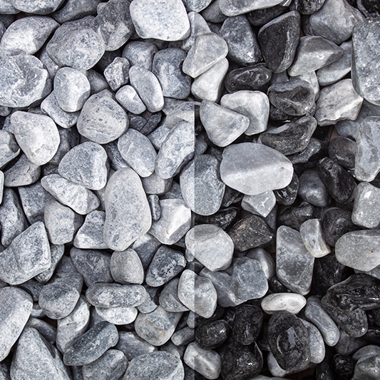 Ice Mix Kies 7 - 16 mm Zierkies MIX Getrommelt Blau Grau Schwarz Gartendeko Naturstein GSH