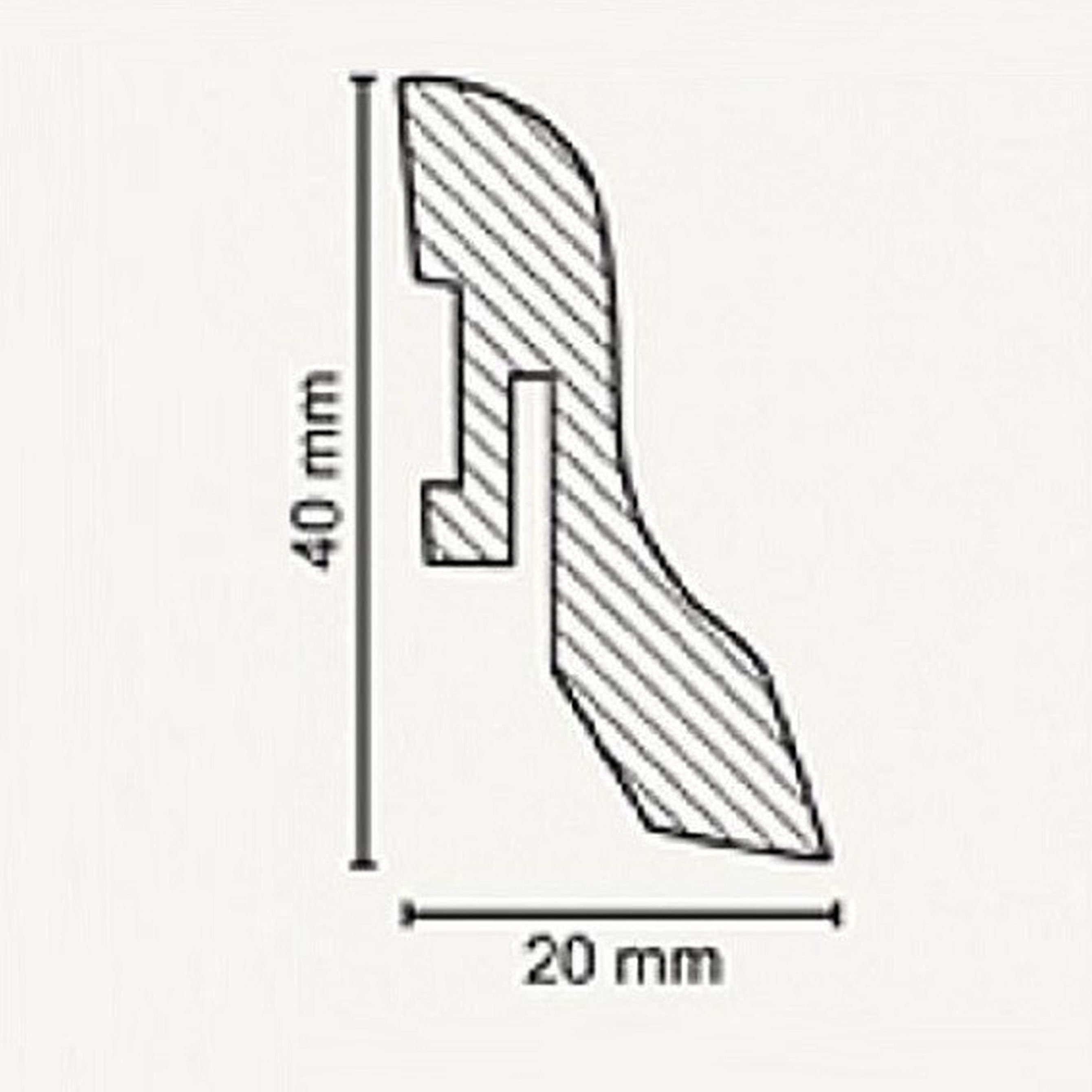Innen- oder Außenwinkel 20 x 40mm MDF foliert weiß Sockelleiste by PROVISTON