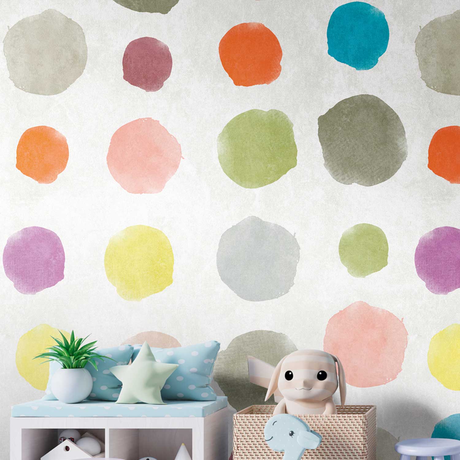 Tadessi Fototapete Kreise Punkte M1-No.10246 Digitaldruck Tapete Bunt - Modern