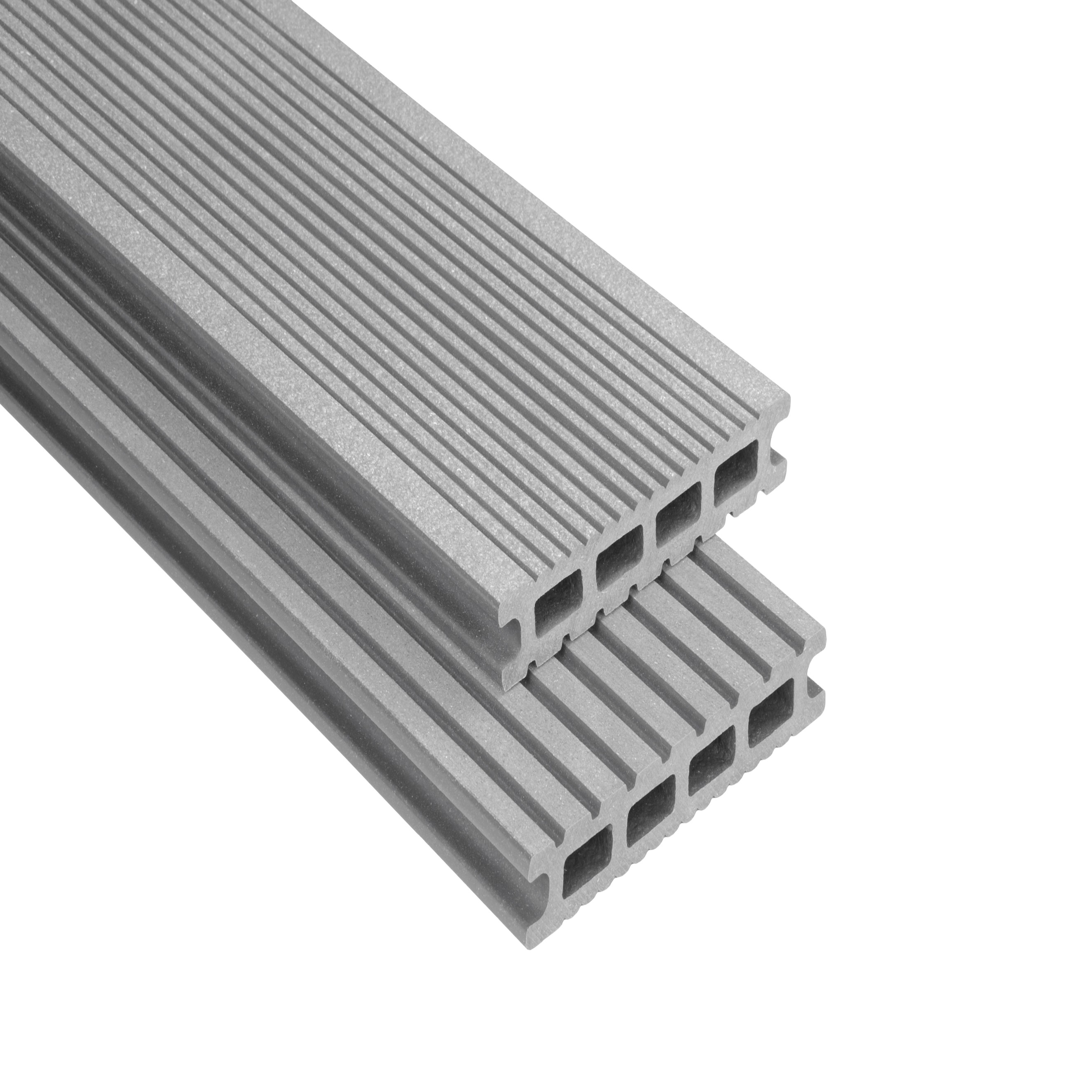 WPC Terrassendiele 14.5 x 2.6 cm Bodendiele Hohlkammer Exklusiv Silbergrau Kovalex