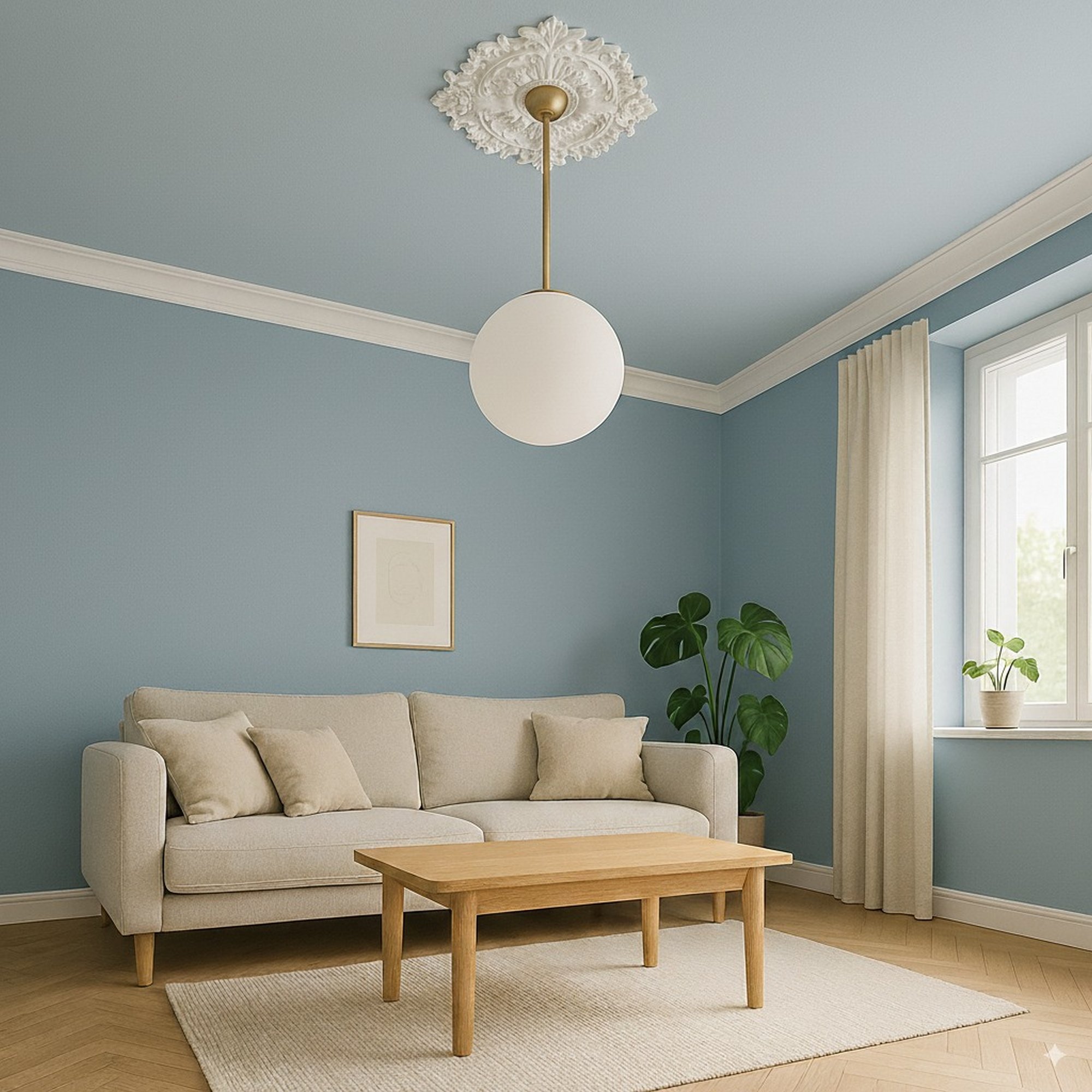 PROVISTON | Gips Rosette Bristol | Echter Gipsstuck | 50x30cm | Stuckrosette