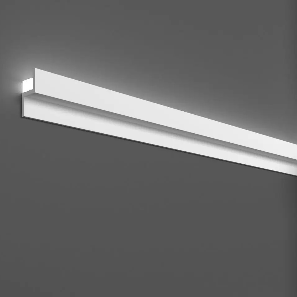 Elite Decor Lichtleiste KH902 Polystyrol 22 x 40 x 2000 mm Weiß Styropor Deckenleiste