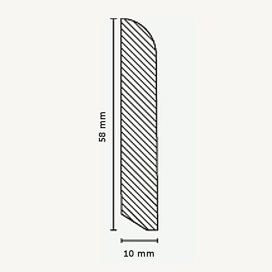 Querschnitt - Fußleisten / Sockelleisten "Würzburg" (Massivholz / 15.1.56.1) - Abachi roh