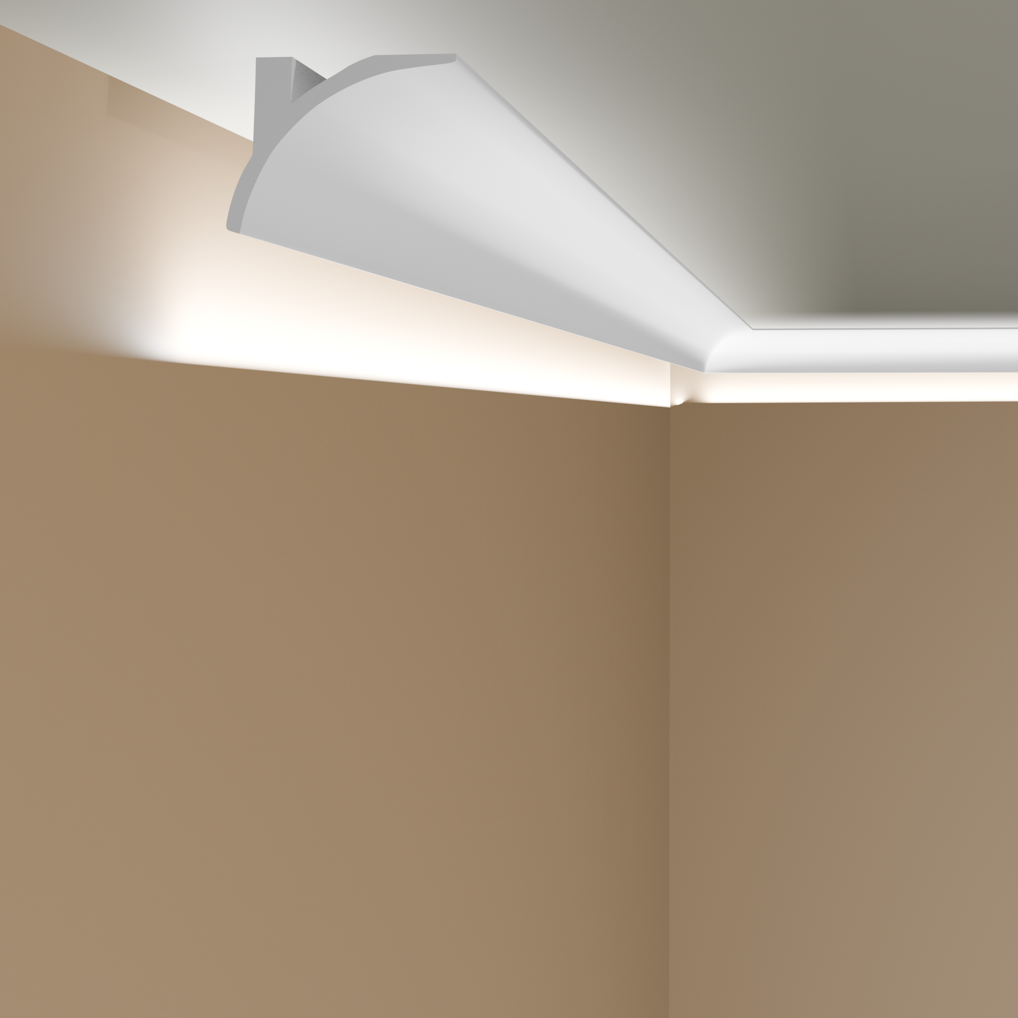 Mardom | Vorhangleiste "QL011" | PolyForce | 95 x 123 x 2000 mm | Styropor Deckenleiste | Weiß