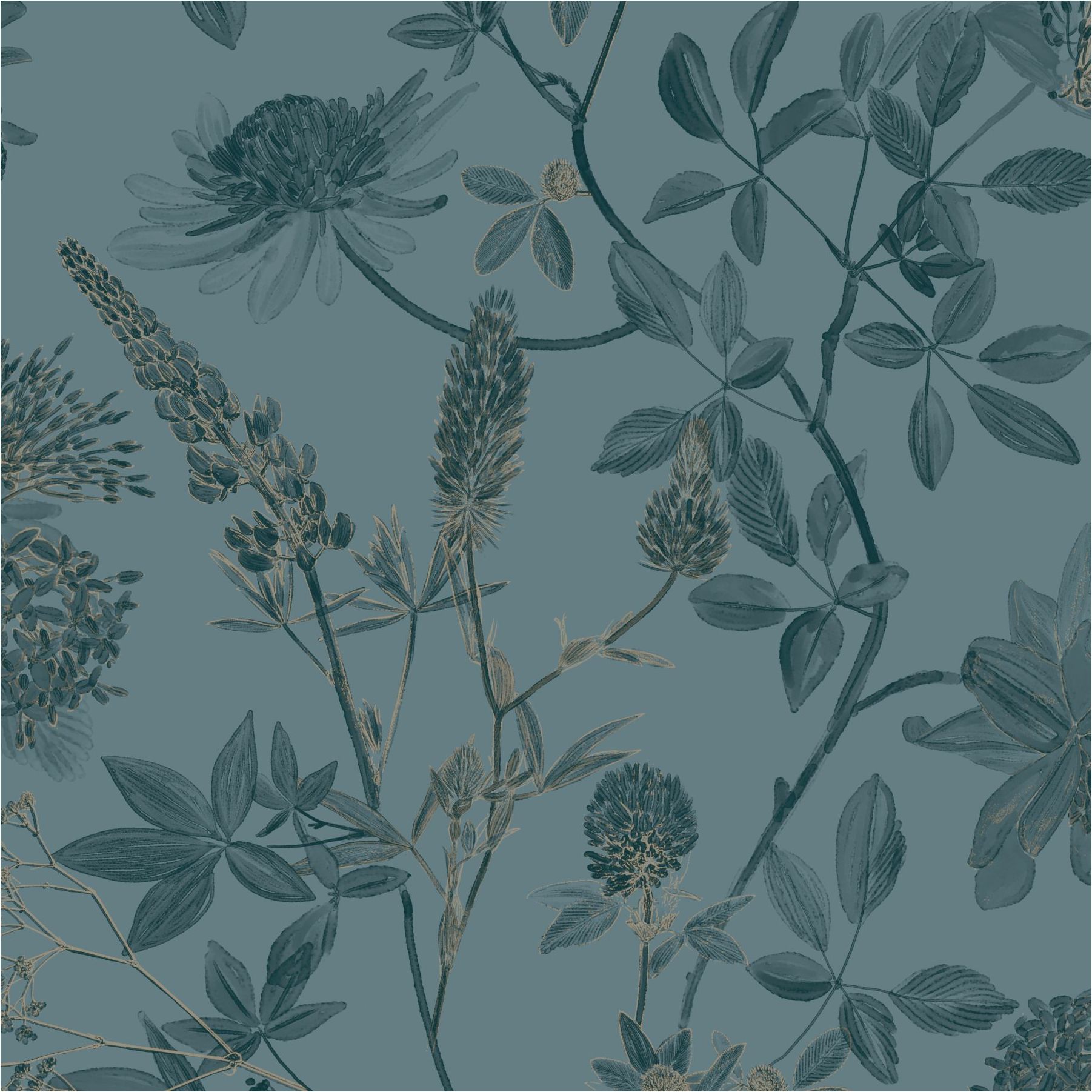 Vliestapete M45814 Elegance Blau Blätter Vlies 0.53 x 10.05 m Ugépa