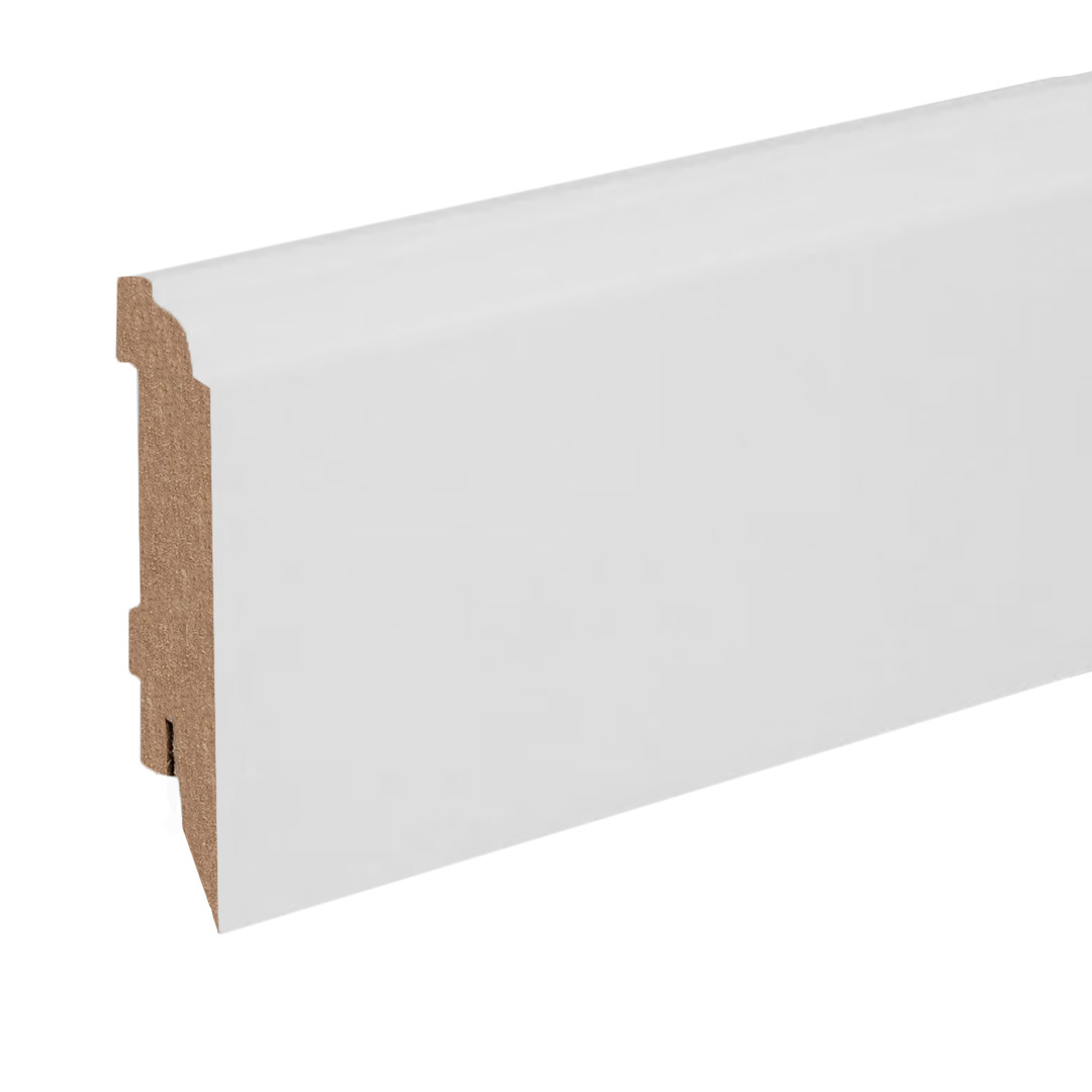Sockelleiste / Fußleiste / Bodenleiste Bergamo-10 (72043) | 16 x 78 x 2500 mm | Weiß