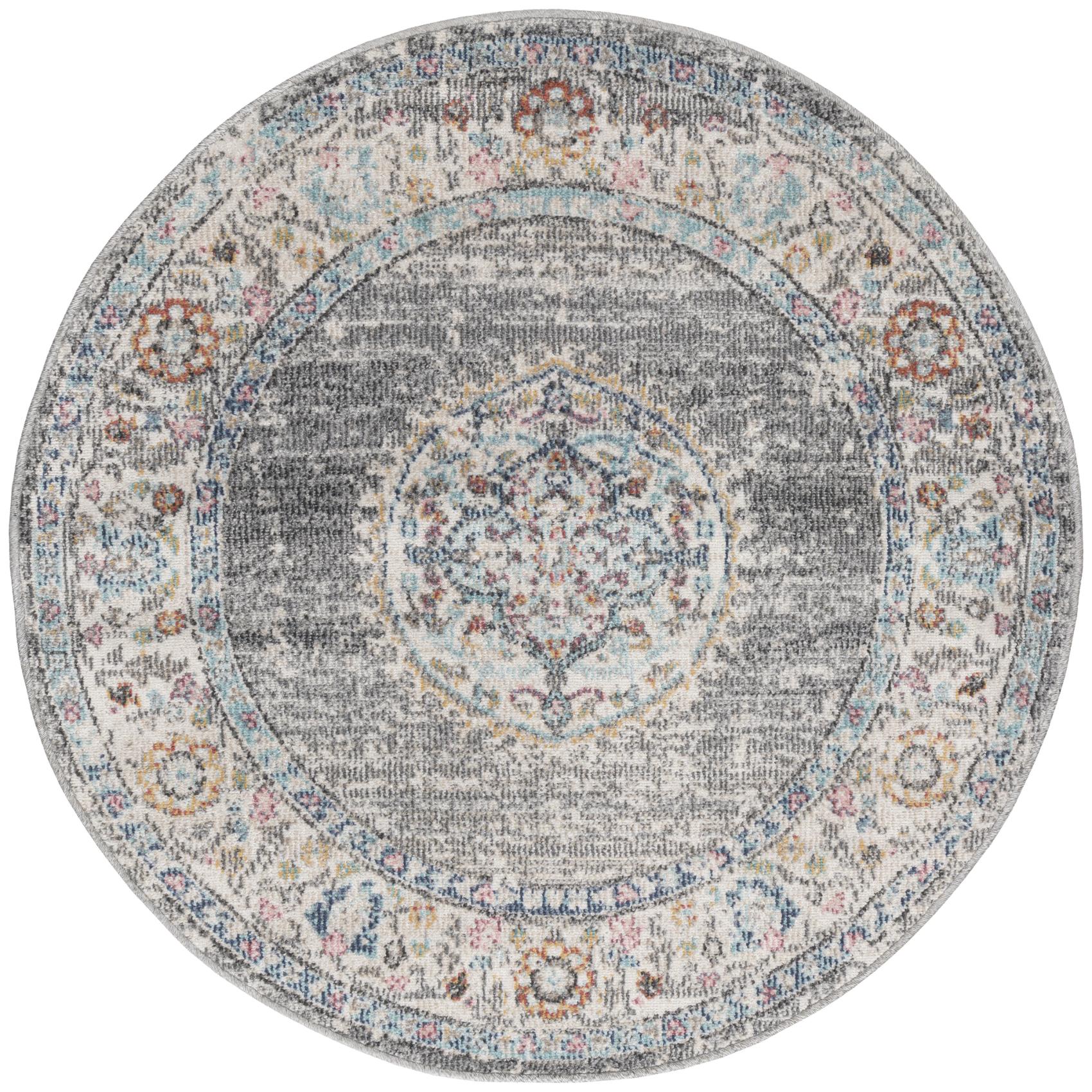 In- & Outdoor Teppich Grau versch. Größen - rund für die Terrasse - FLOORNOVO