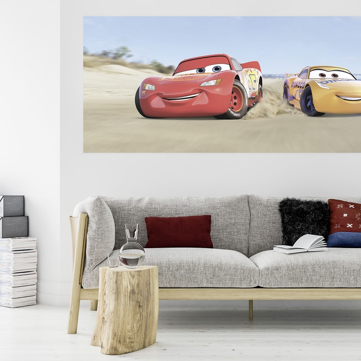 Komar Fototapete Disney Cars Beach 250 x 100 cm Vlies Lightning McQueen Cruz Ramirez Rennwagen