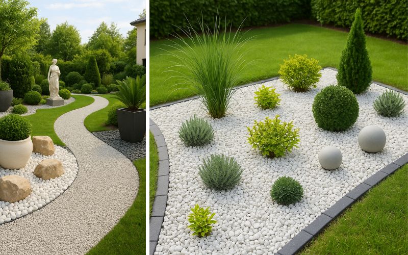 Weißer Zierkies für Garten und Beete