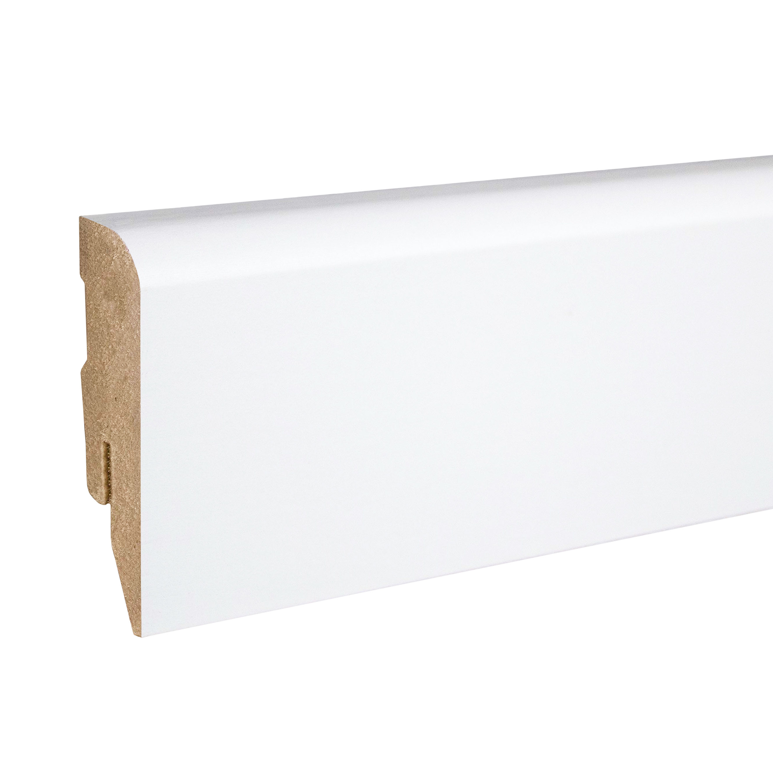 PROVISTON | Fußleiste | weiß foliert | 16 x 58 x 2500 mm | Sockelleiste abgerundet | MDF-Leiste