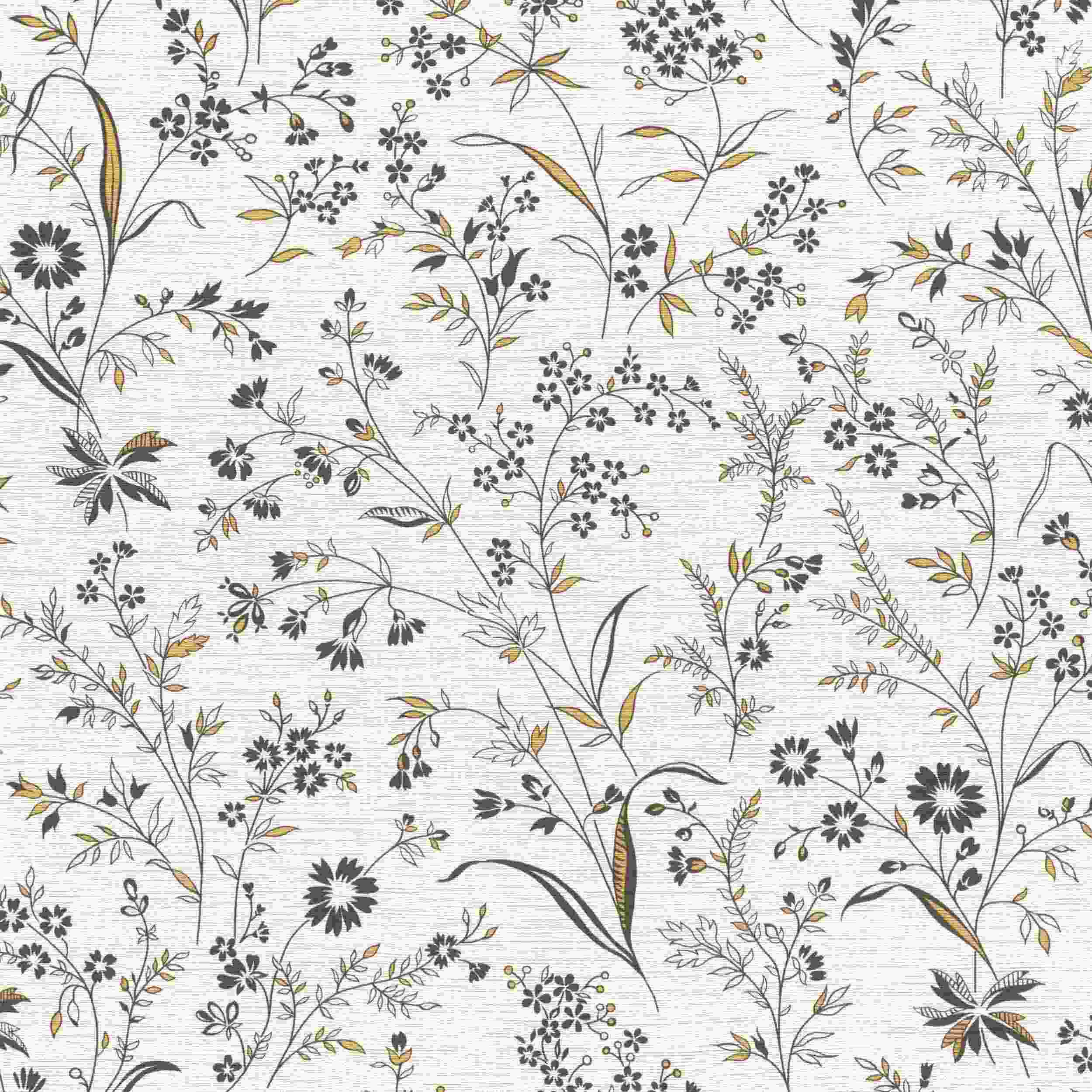 Rasch Vliestapete Symphony 869408 | 0.53 x 10.05 m | Blumen Floral Weiß Schwarz