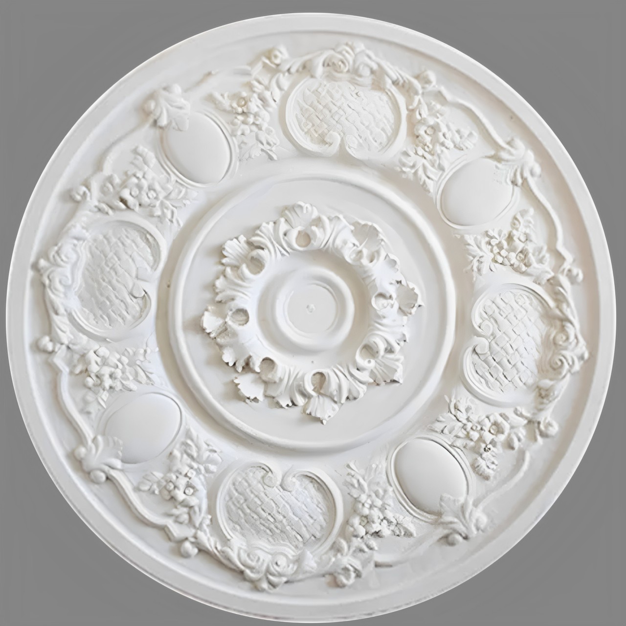 PROVISTON | Gips Rosette Brighton | Echter Gipsstuck | Ø82cm | Stuckrosette