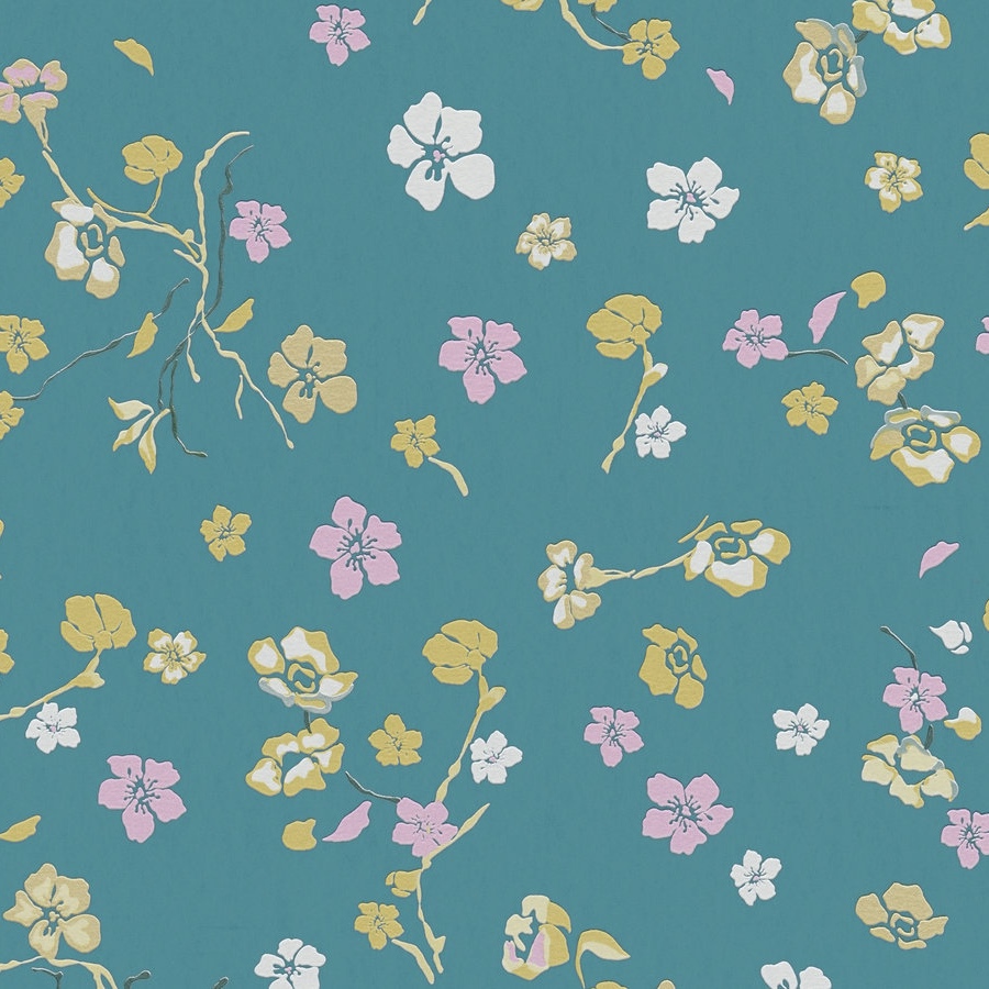 A.S. Creation | House of Turnowsky | 389072 | Vliestapete | Blumenoptik | 10.05 x 0.53 m | Türkis