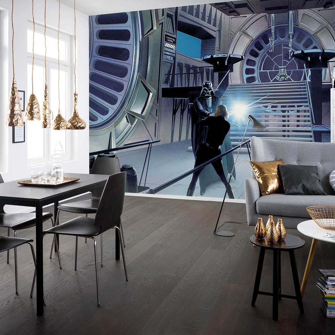 Komar Fototapete Star Wars Duell Throneroom 250 x 500 cm Vlies Duell Jedi Luke Skywalker Darth Vader