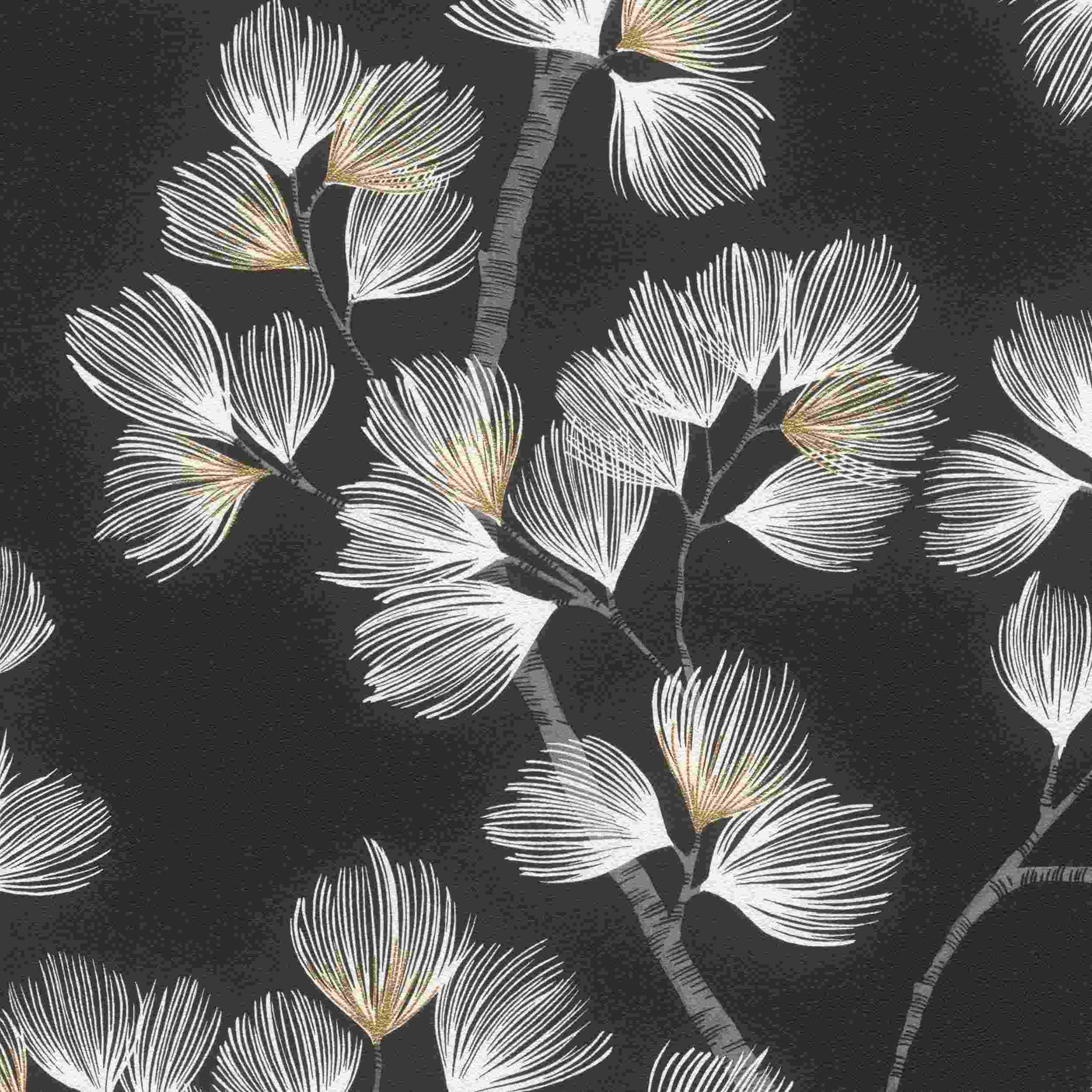 Rasch Vliestapete Symphony 866926 | 0.53 x 10.05 m | Botanical Dschungel Schwarz