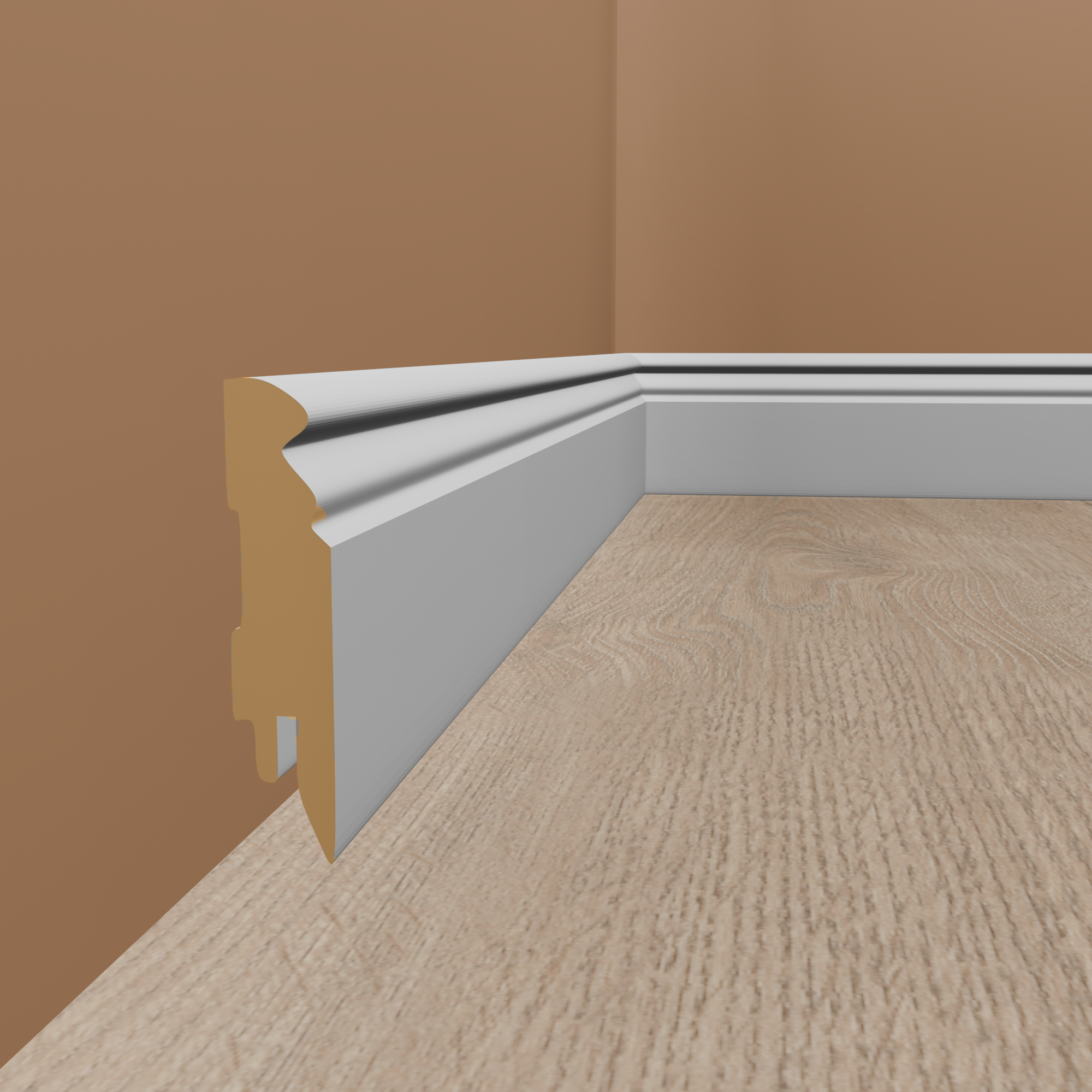 Neuhofer Sockelleiste "Gabiano" FU096L MDF 16 x 90 x 2400 mm Weiß Fußleiste