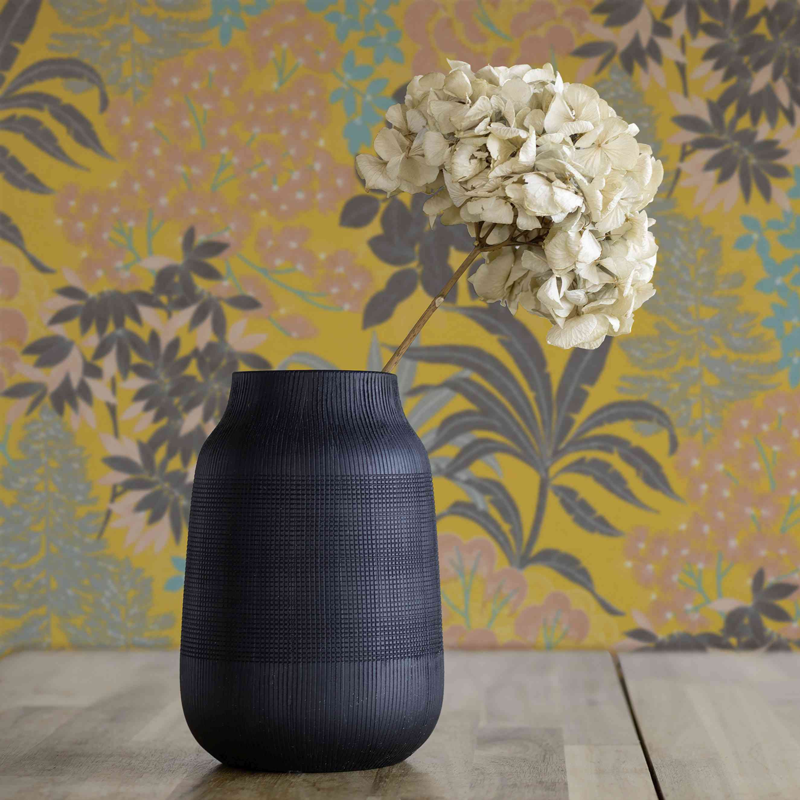 Tapete Mario Blumen M1-No.4370 Vlies Gelb Schwarz Floral Tadessi 10.05 x 0.53 m