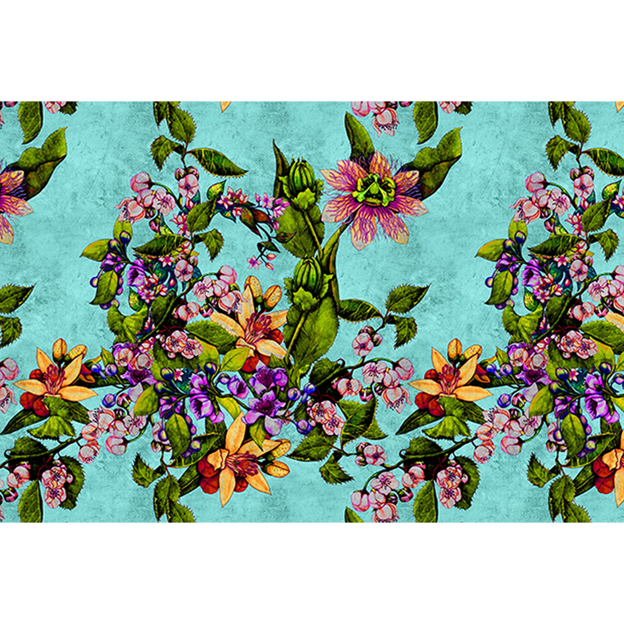 Tadessi Fototapete Blumen M1-No.60959 Digitaldruck Tapete Grün Blau - Floral