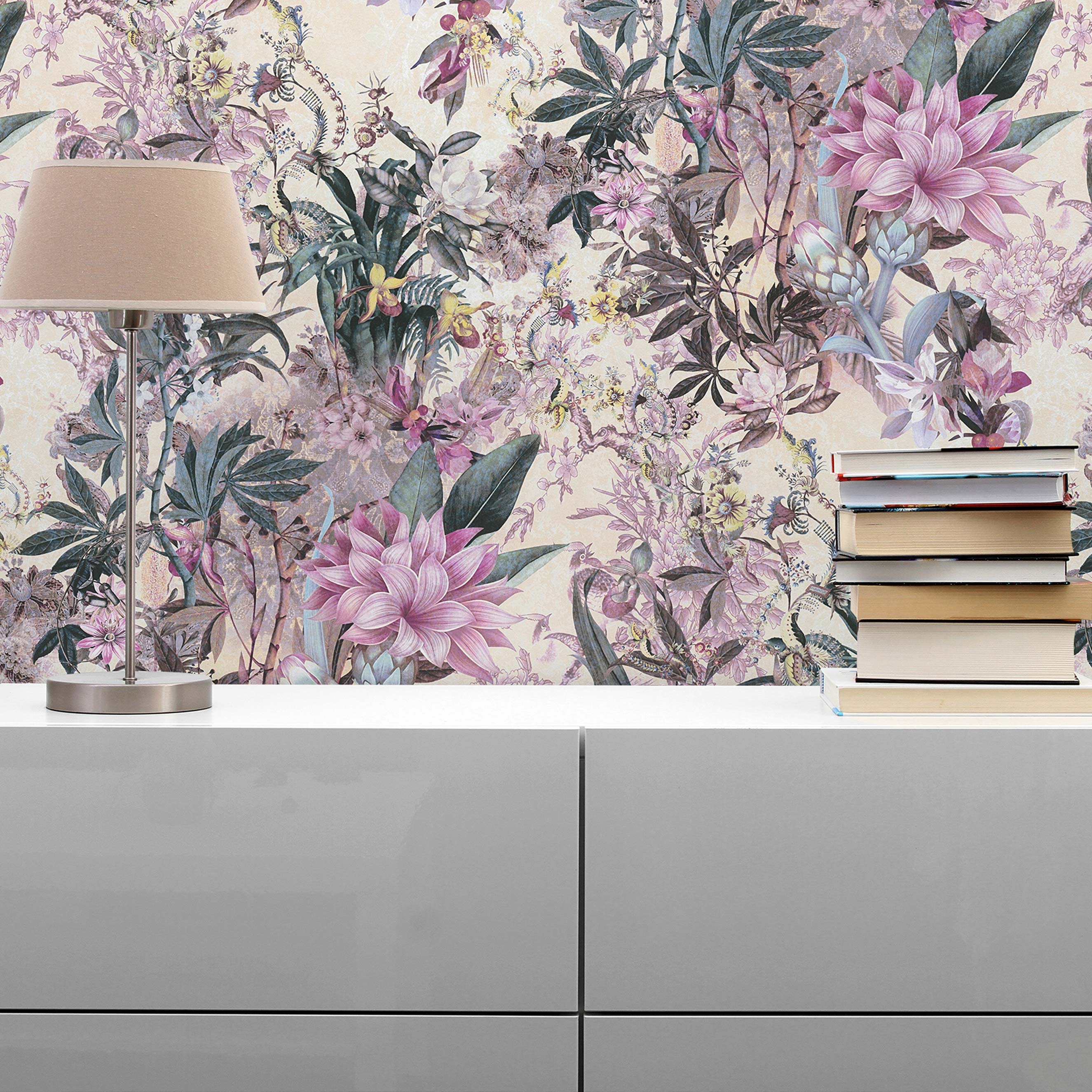 Tapete Blumen Mario M1-No.785 | Vliestapete | Rosa | Weiß | Blumenoptik | Floral