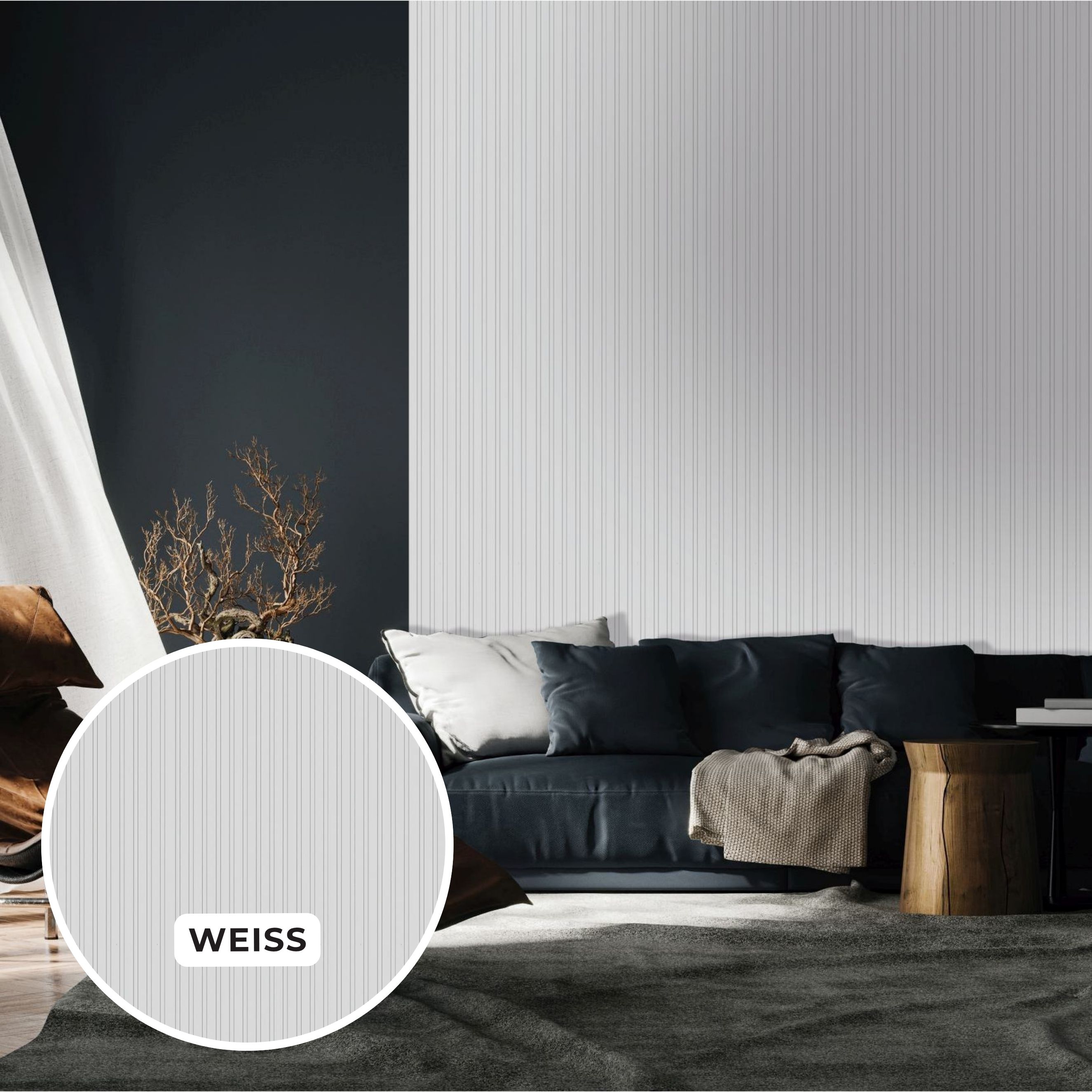 Wandpaneele 5er Set 180 x 2670 mm MDF Weiß foliert Wandverkleidung Lamellenoptik | Neuhofer