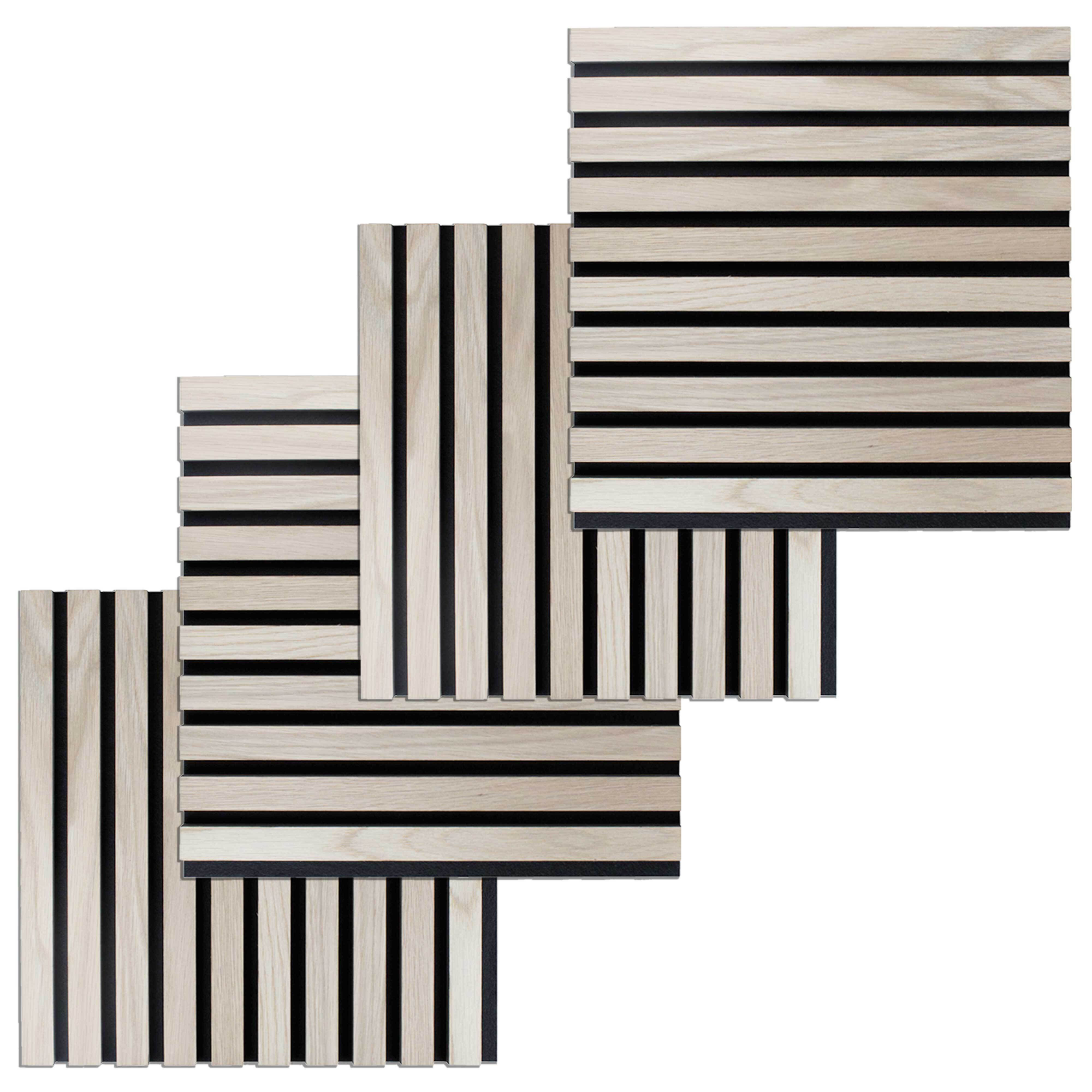 PROVISTON Akustik Paneel 4er SET 400 x 400 x 21 mm Eiche hell Akustik Wandpaneele MDF Furniert
