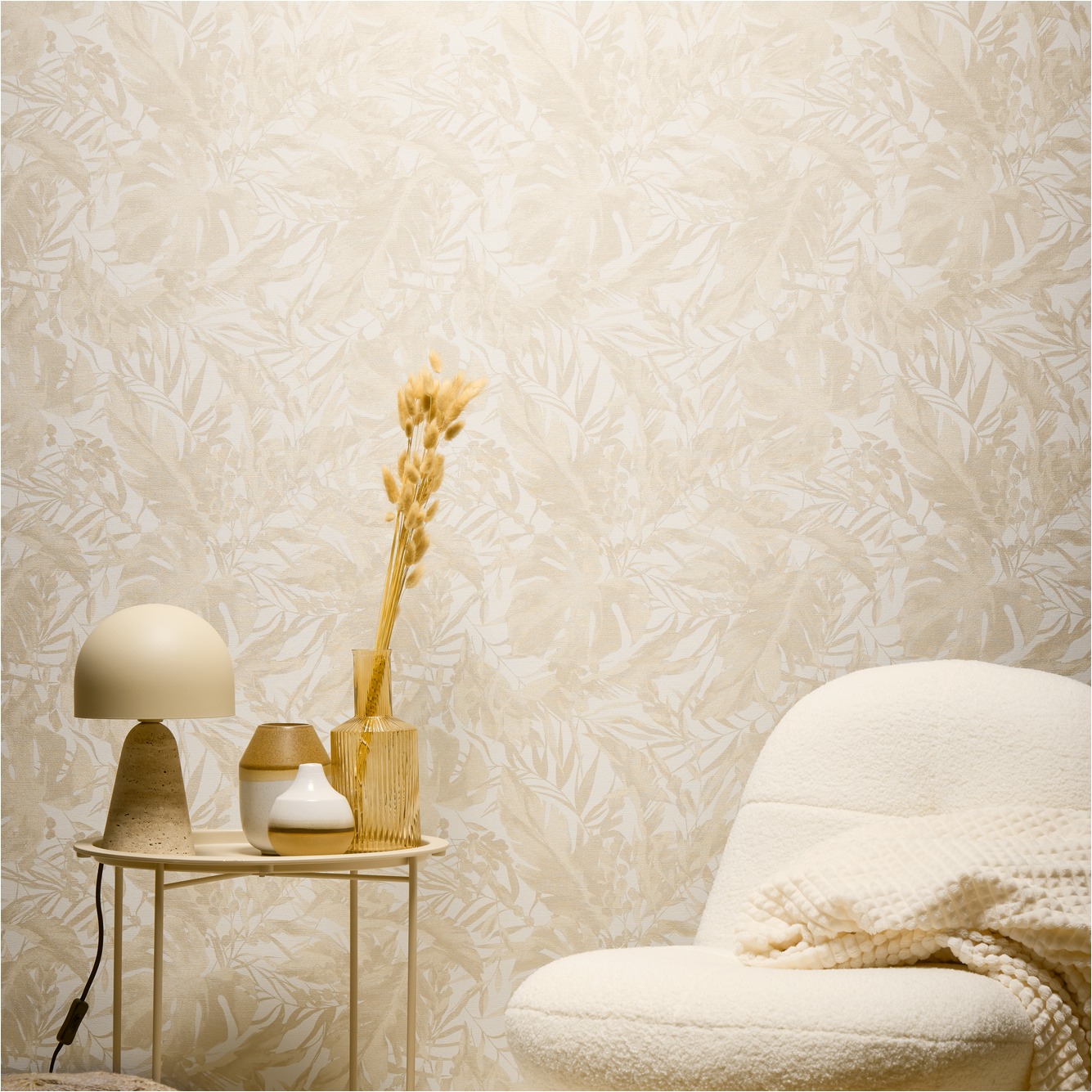 Vliestapete 790631 Beige Dschungel Palmenblätter CosmoLiving by Cosmopolitan A.S. Creation