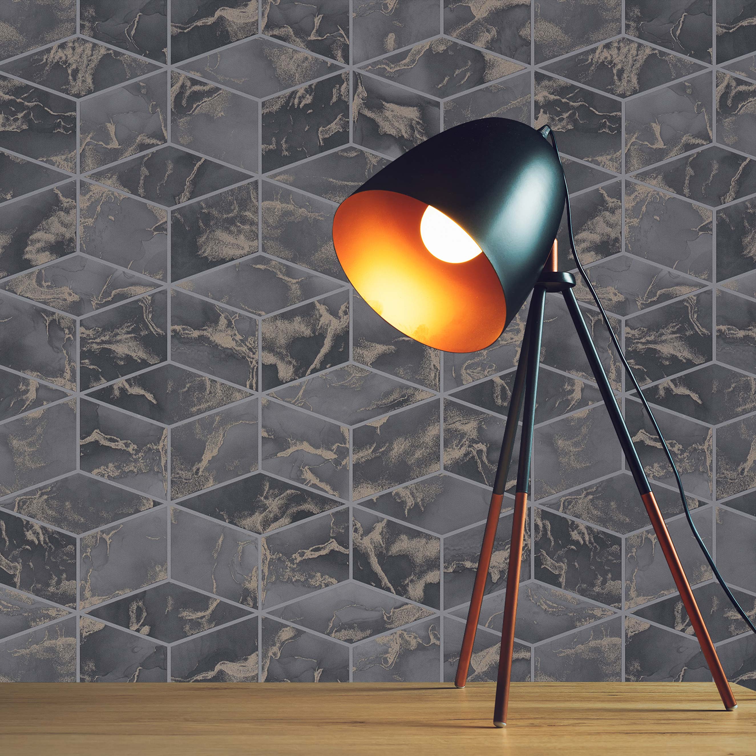 Tapete Grafik Domenico M1-No.619 Vliestapete Grau Gold Geometrische Tapete