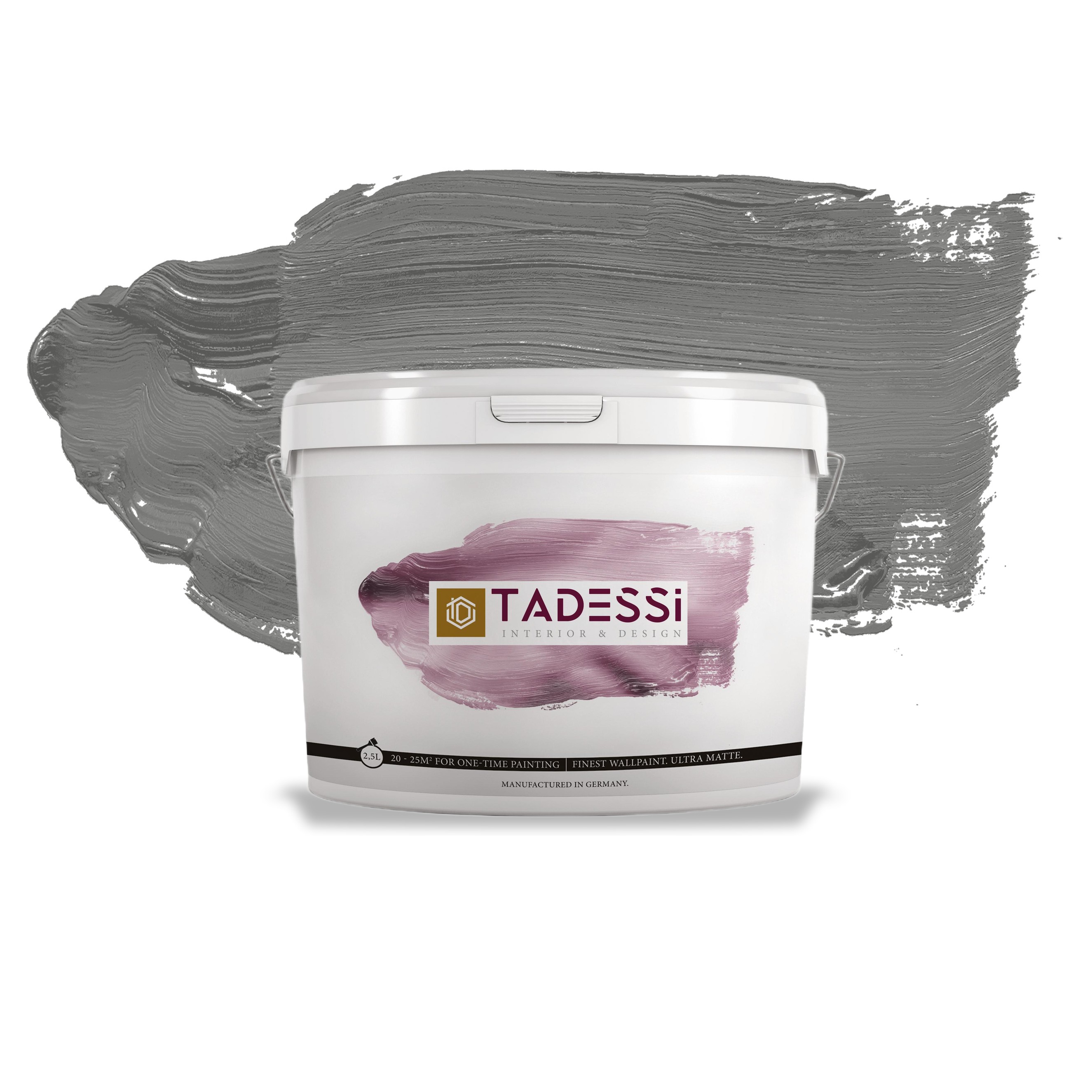 TADESSI Color Vista - Wandfarbe Grau - Schiefergrau - Matte Innenfarbe - Hochwertige Dispersion