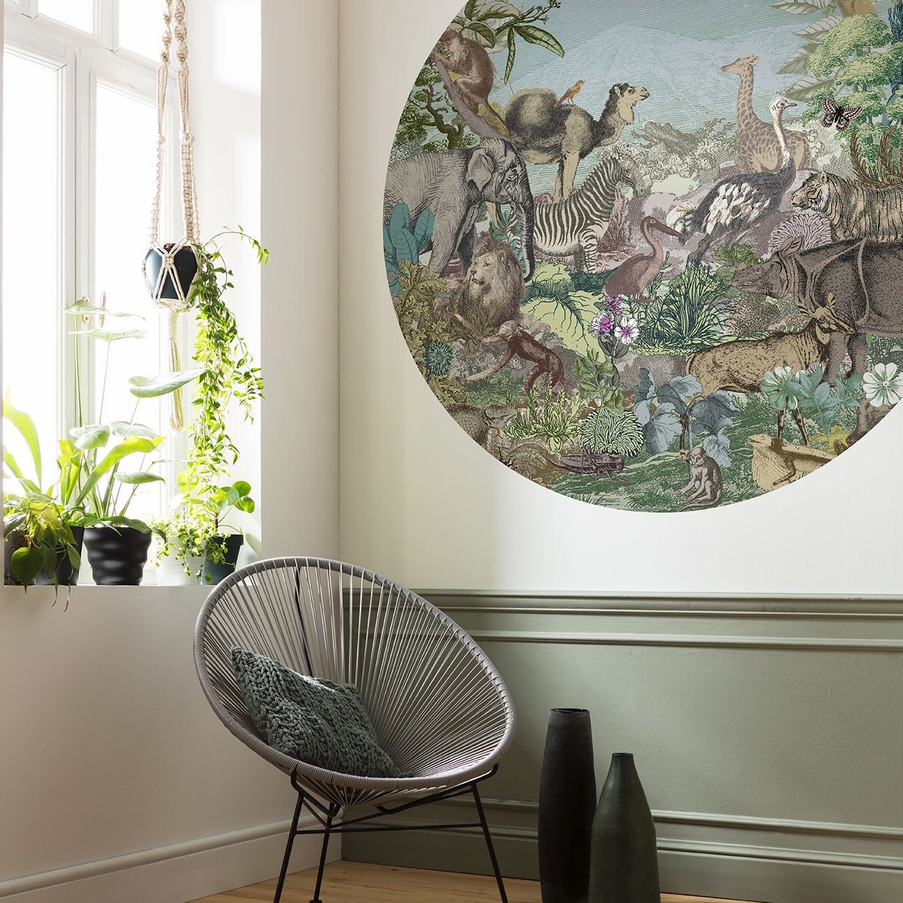 Komar Fototapete Disney Dot Animal Kingdom 125 x 125 cm Vlies Selbstklebend Tierwelt Pflanzenwelt