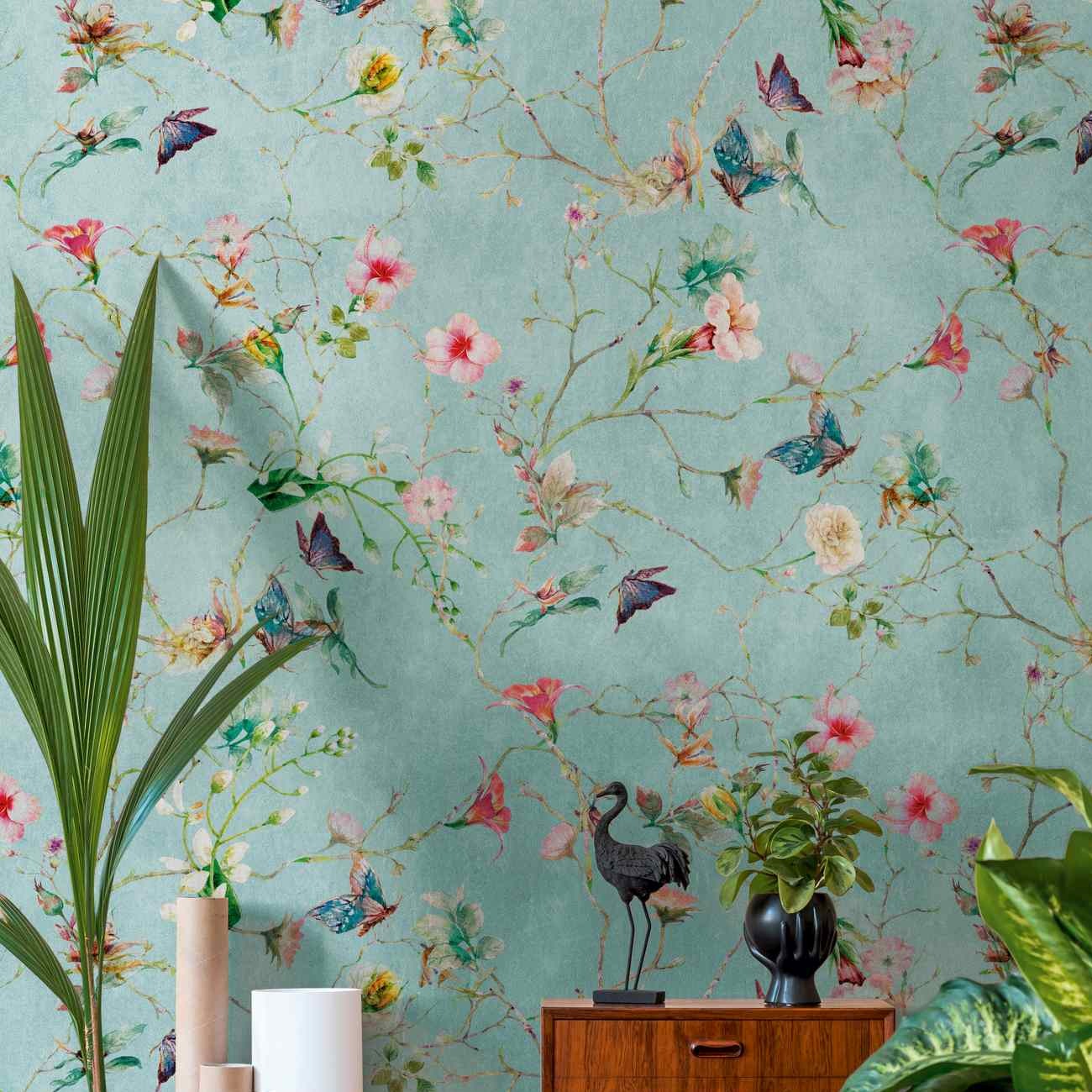A.S. Creation Fototapete The Wall 382681 Ein Motiv pro Rolle Blumenoptik Türkis