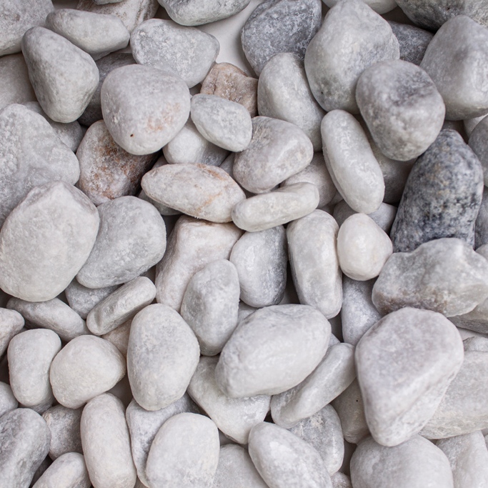 Carrara Marmor Kies 15 - 25 mm Zierkies Getrommelt Weiß Gartendeko Naturstein GSH