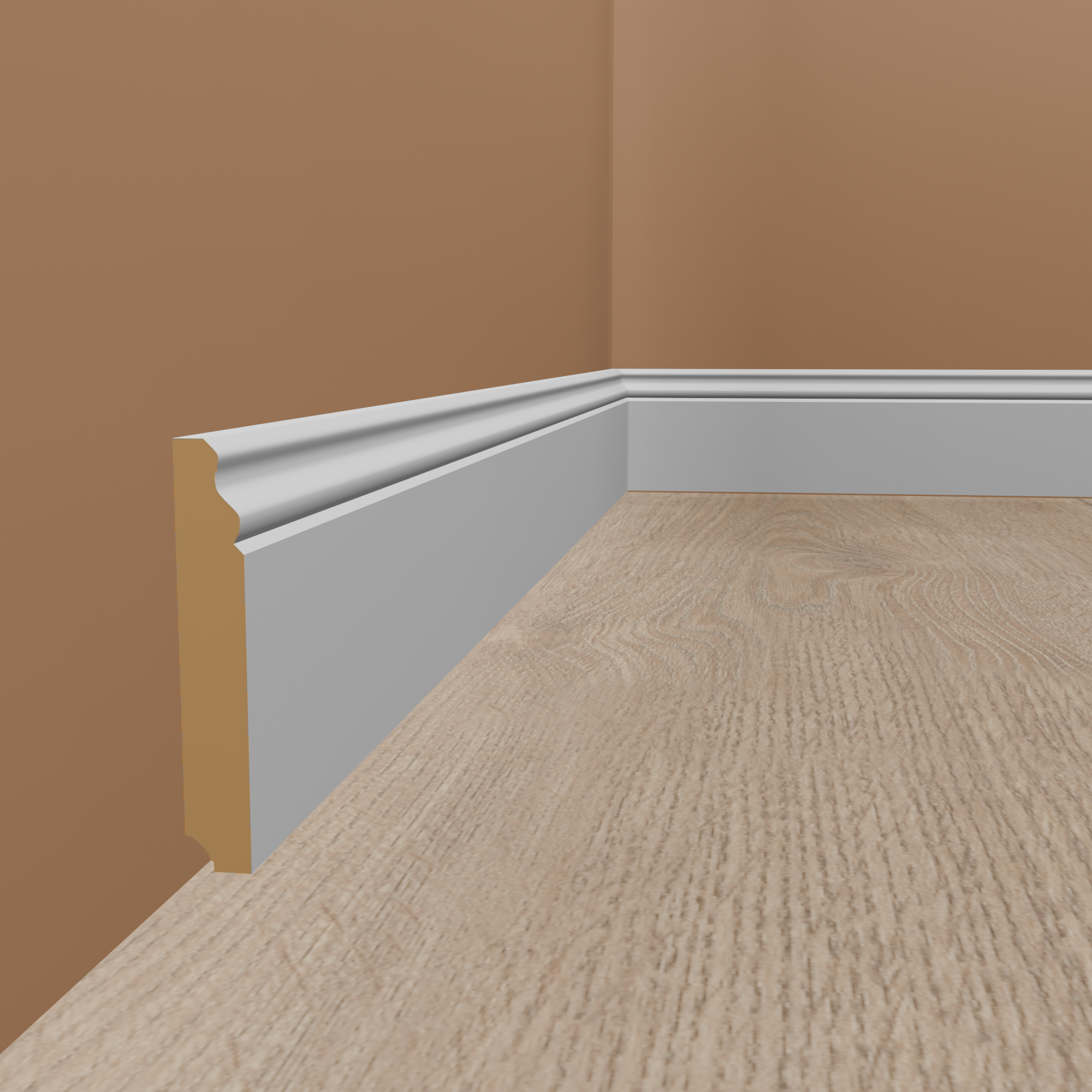 Sockelleiste "Friedland" Massivholz 19 x 115 x 2500mm Weiß Berliner Profil by PROVISTON