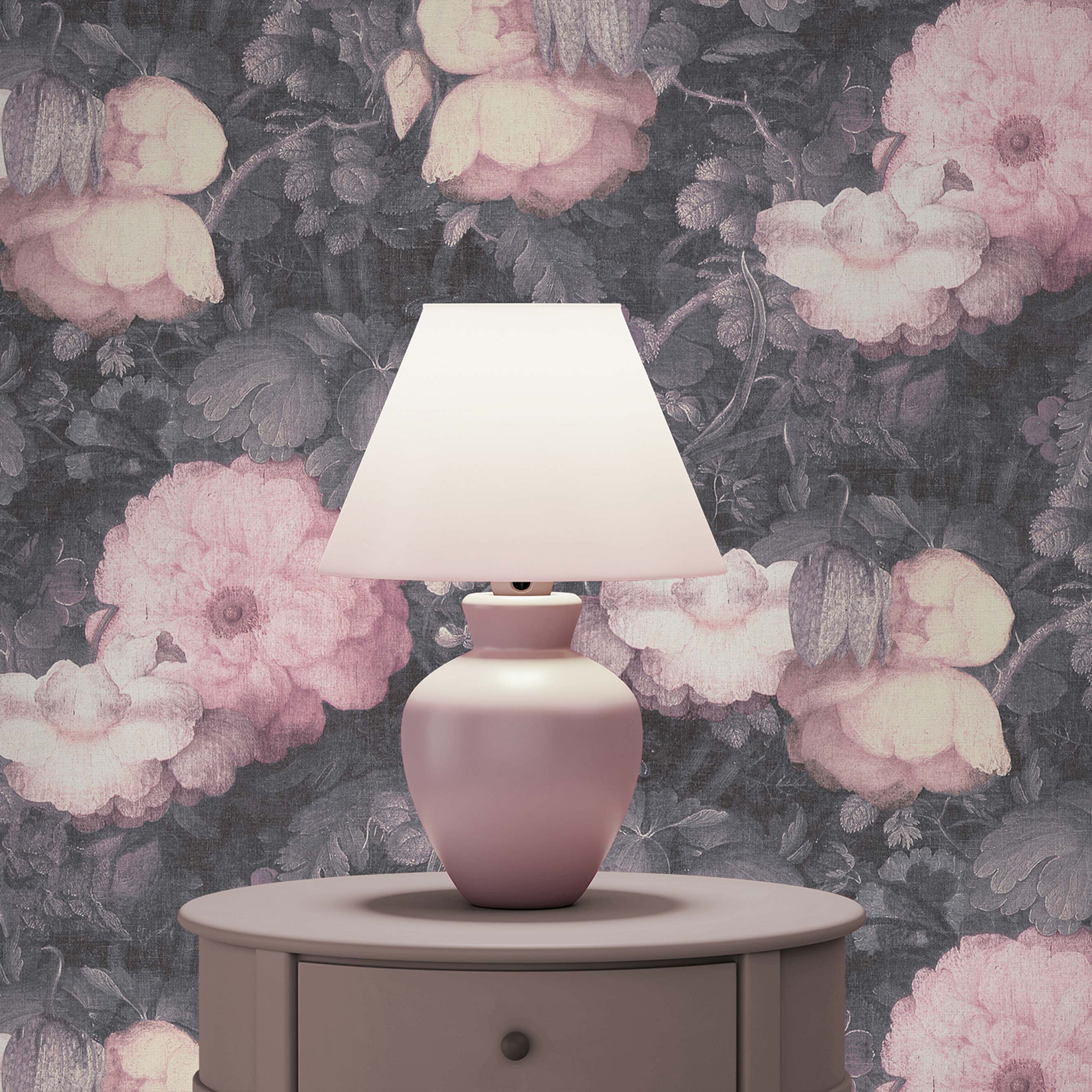 Tapete Vintage Pino M1-No.276 | Vliestapete | Grau | Rosa | Blumentapete | Floral