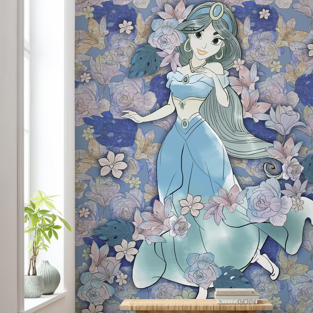 Komar Fototapete Disney Jasmin Colored Flowers 280 x 200 cm Digitaldrucktapete Vlies Prinzessin