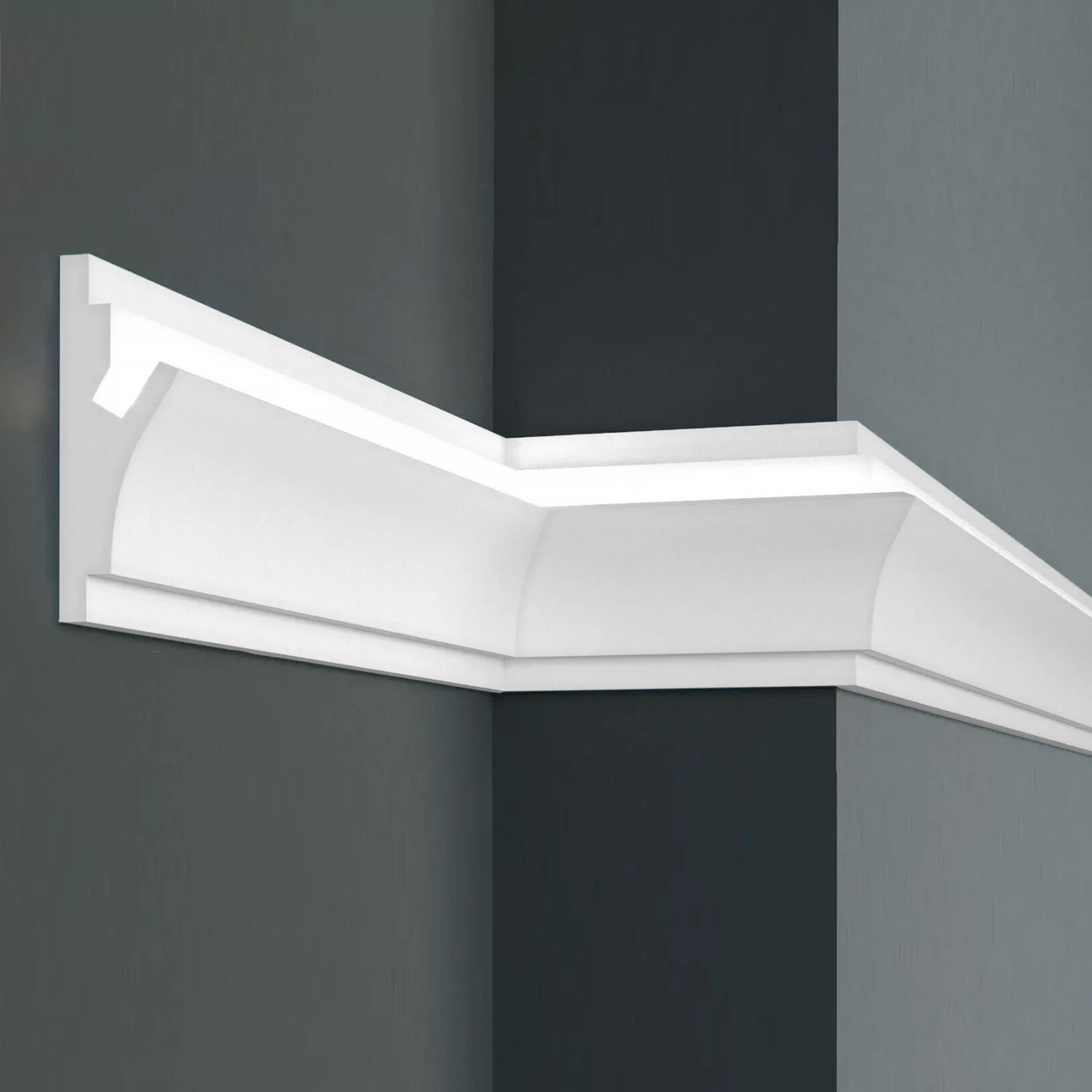 Elite Decor Lichtleiste KD402| Polystyrol 150 x 55 x 1150 mm Weiß Styropor Deckenleiste