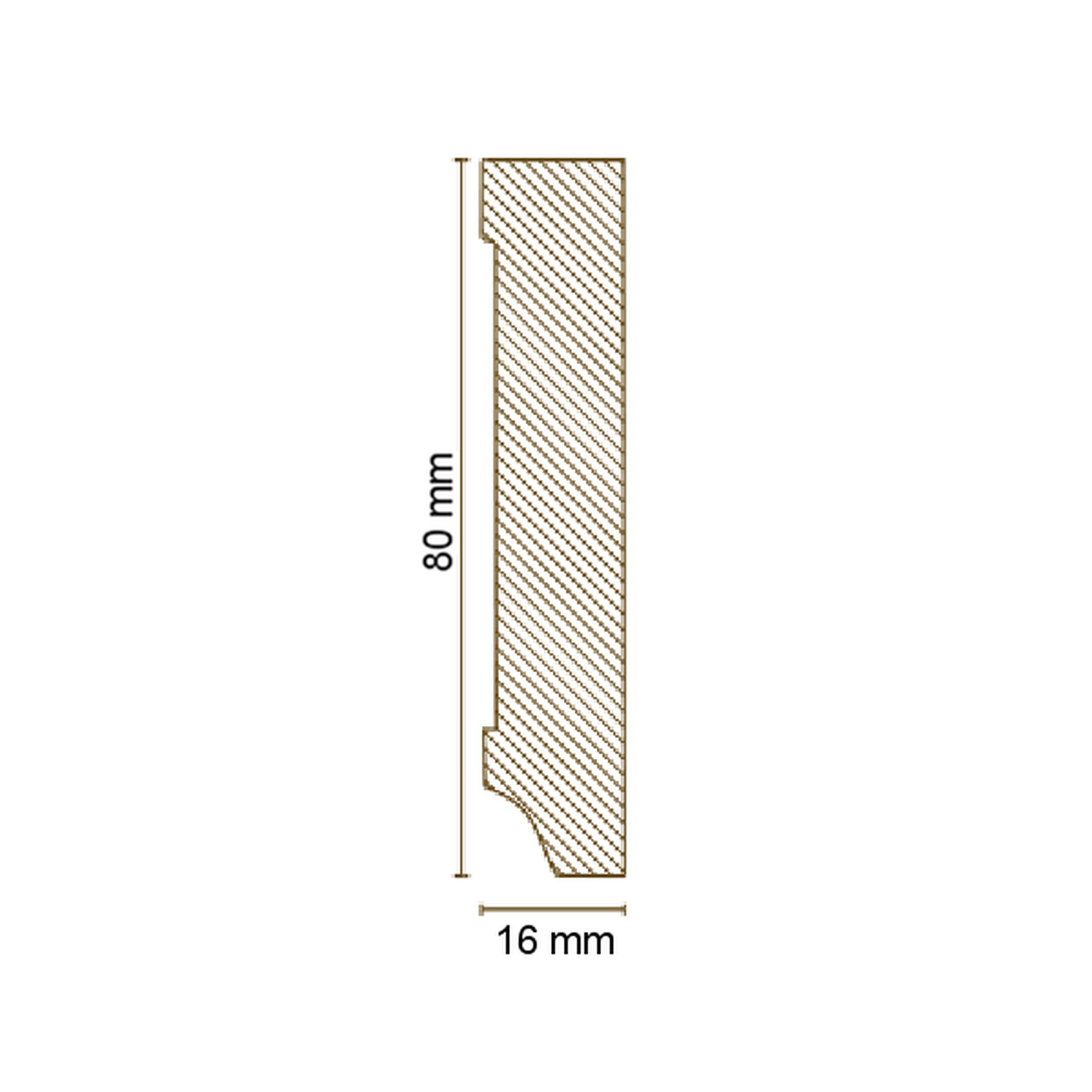Innen- oder Außenwinkel 16 x 80mm eckige Fußleiste MDF foliert weiß by PROVISTON