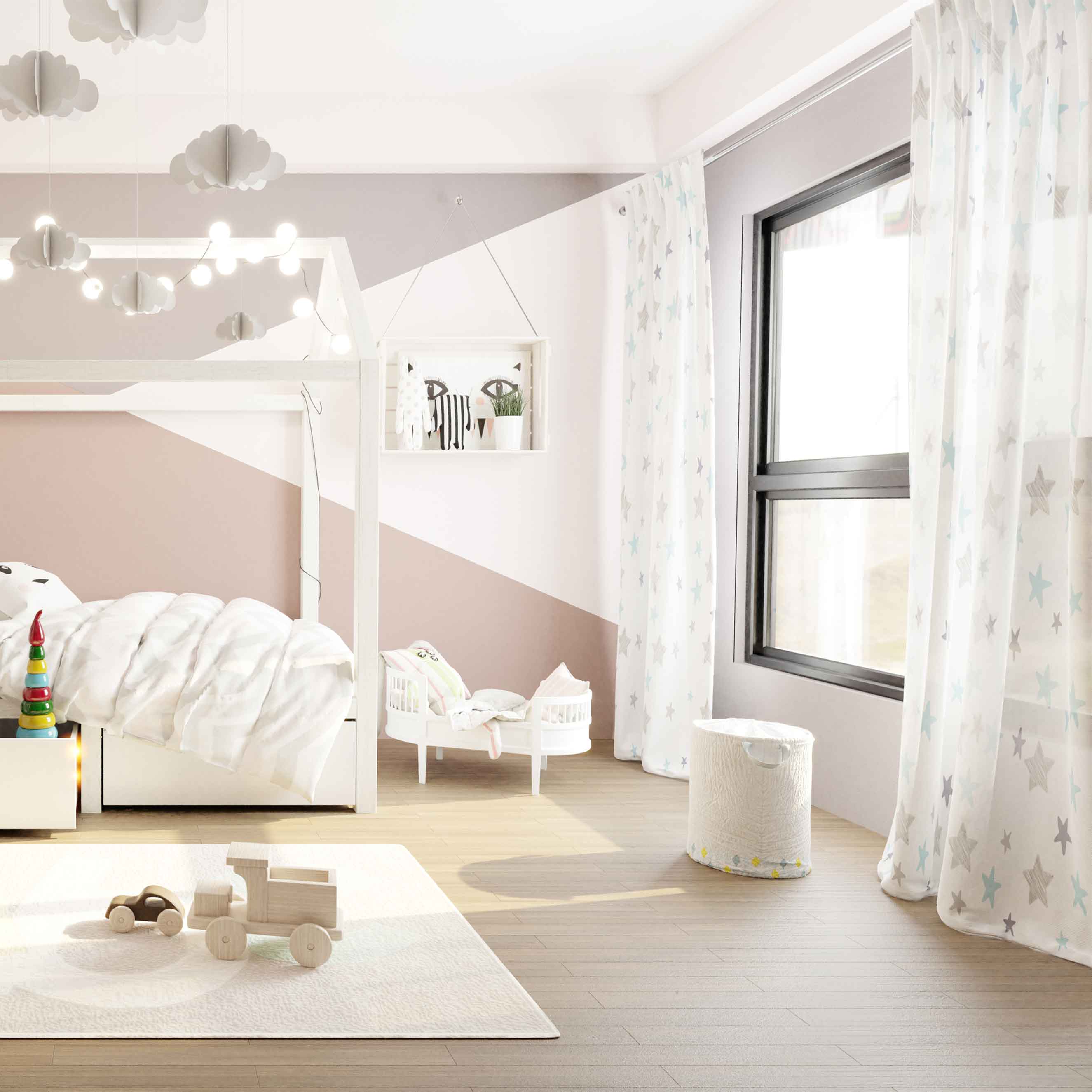 Schlaufenschal Greta V3-No.7 | Weiß Blau | Vorhang mit verdeckten Schlaufen | blickdicht | Gardine