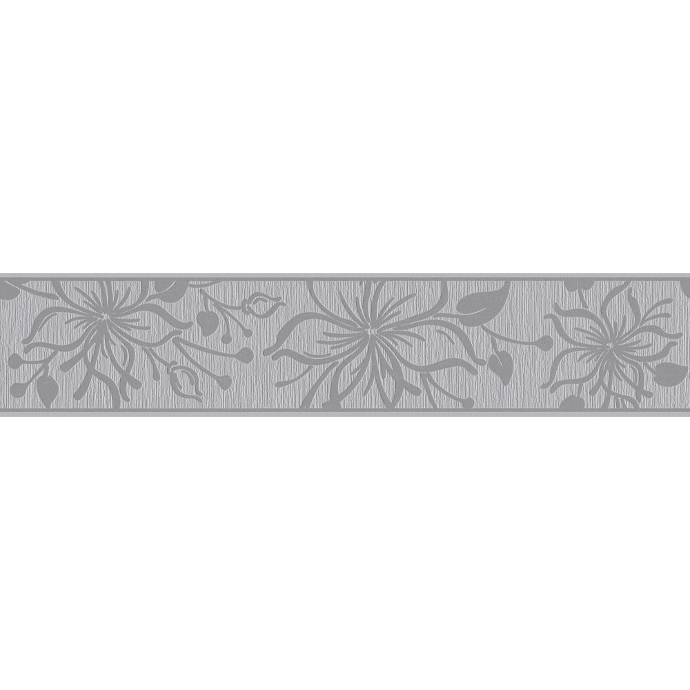 A.S. Creation | Only Borders 11 | 346667 | Vliesbordüre | Blumenoptik | 5.00 x 0.13 m | Grau