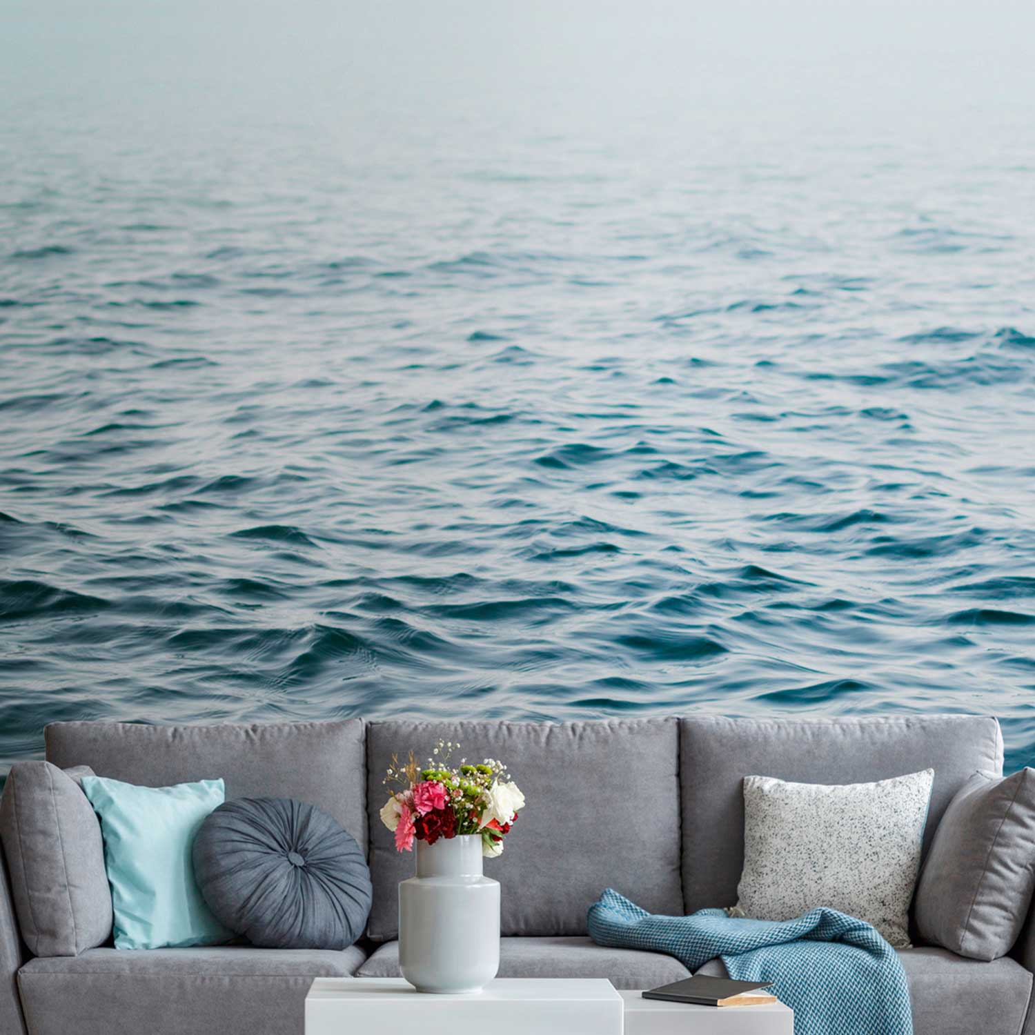 Tadessi Fototapete Meer M1-No.10286 Digitaldruck Tapete Blau Weiß - Wasser Wellen See