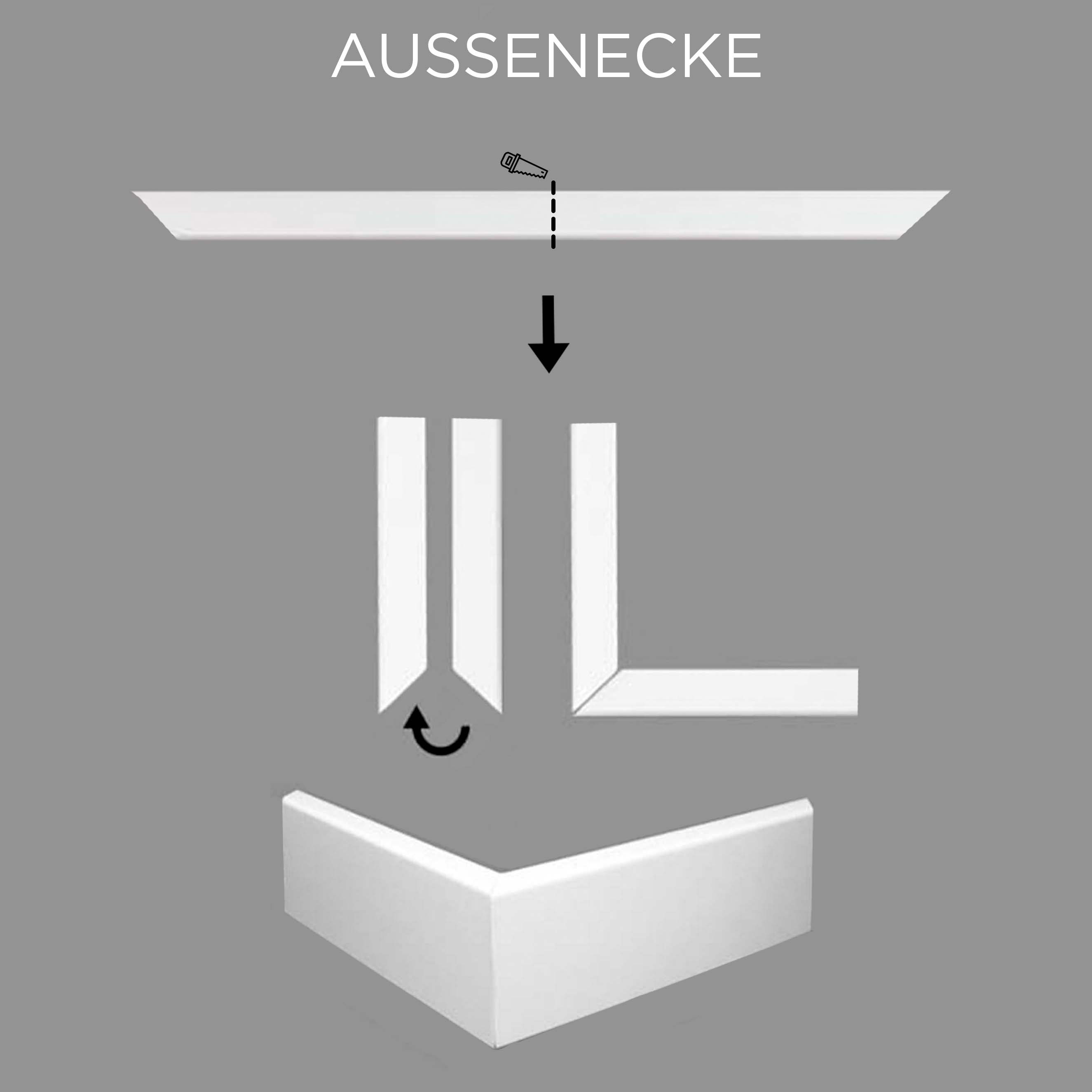 PROVISTON Sockelleisten Innen- oder Außenwinkel | Für Fußleiste 20 x 90 mm Eckig Kunststoff Weiß