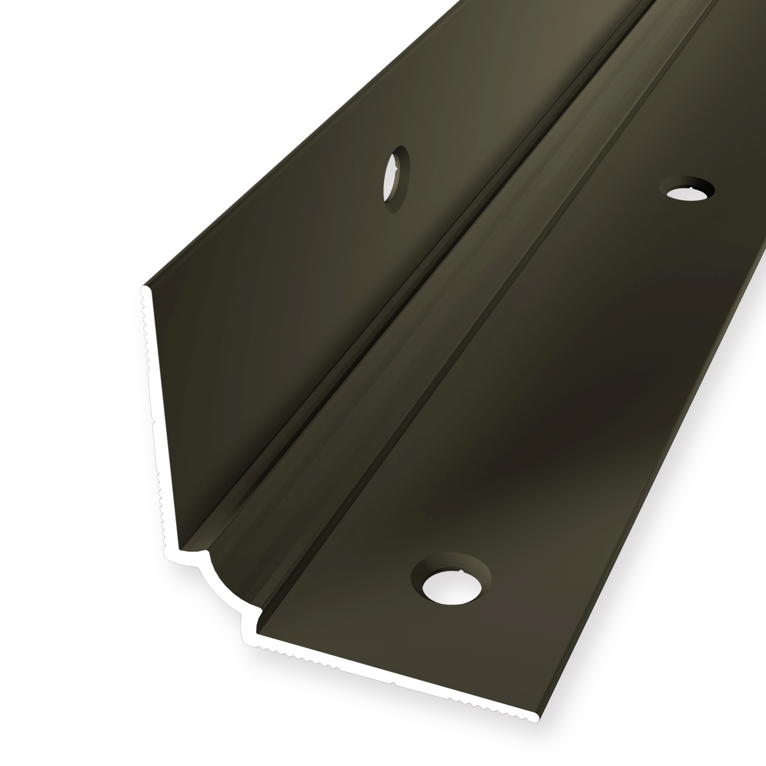 Treppenkantenprofil 29 x 29 x 2500 mm Aluminium Treppen-Innenwinkel Glatt Versenkt Gebohrt Küberit