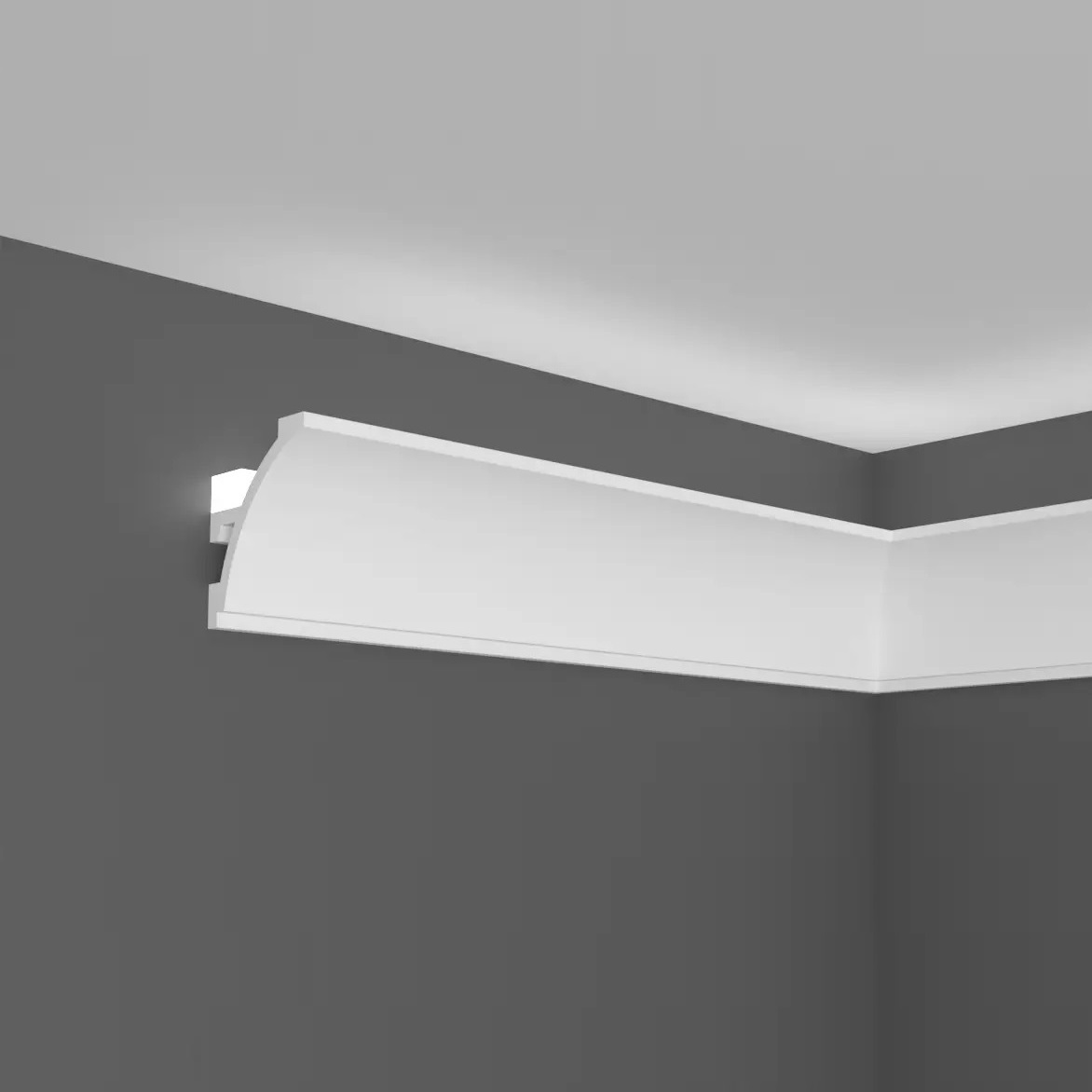 Elite Decor Lichtleiste KH904| Polystyrol 45 x 52 x 2000 mm Weiß Styropor Deckenleiste