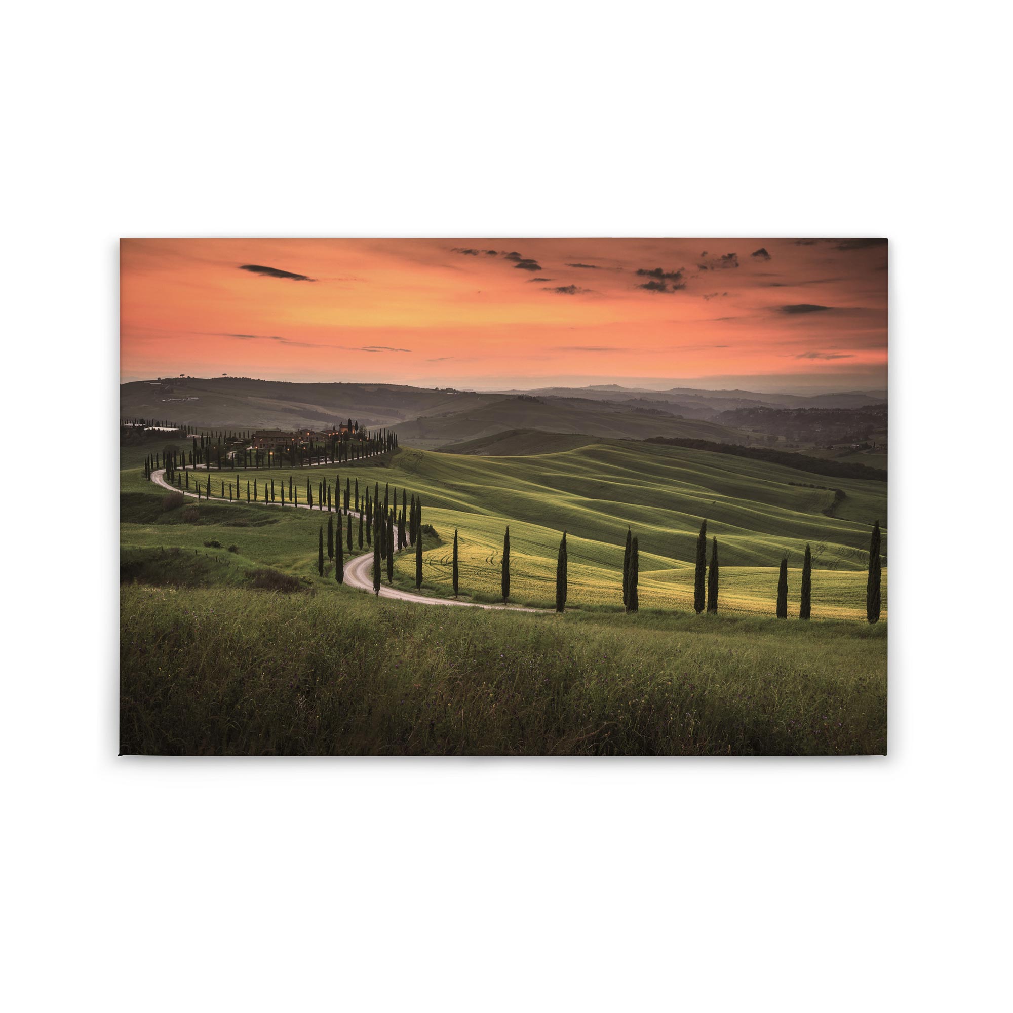 Tadessi Leinwandbild Toskana Landschaft - 60 x 90 cm - M1-No.50060 - Keilrahmen in Grün Orange