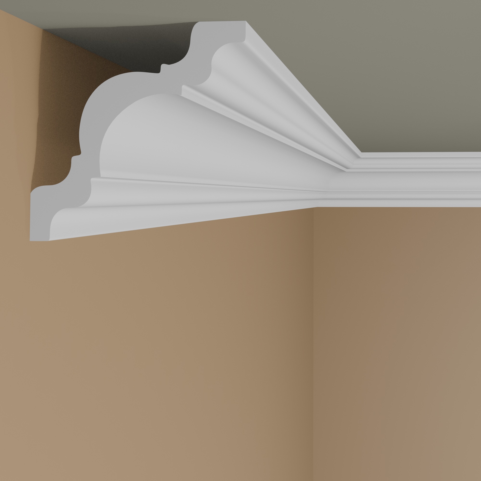 Wiesemann | Stuckleiste Baberi 09 | Polystyrol | 103 x 103 x 2000 mm | Deckenleiste | Weiß