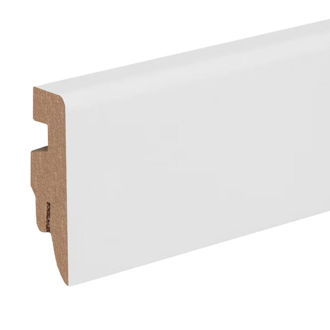 Sockelleiste / Fußleiste / Bodenleiste Crema-1 (68272) | 16 x 58 x 2500 mm | Weiß