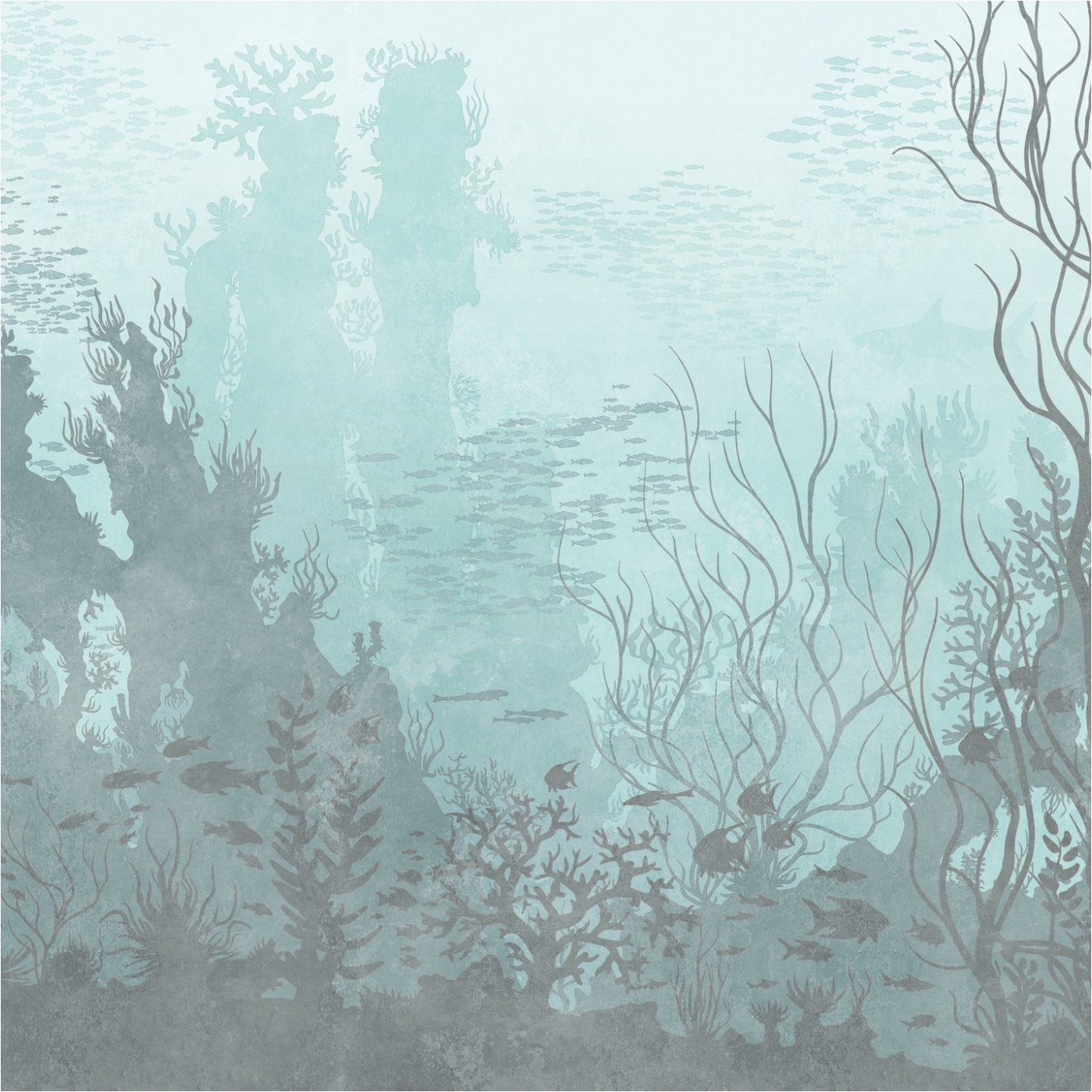 Tadessi Fototapete Unterwasser M1-No.11784 Digitaldruck Tapete Blau Grau - Kinderzimmer Wohnzimmer