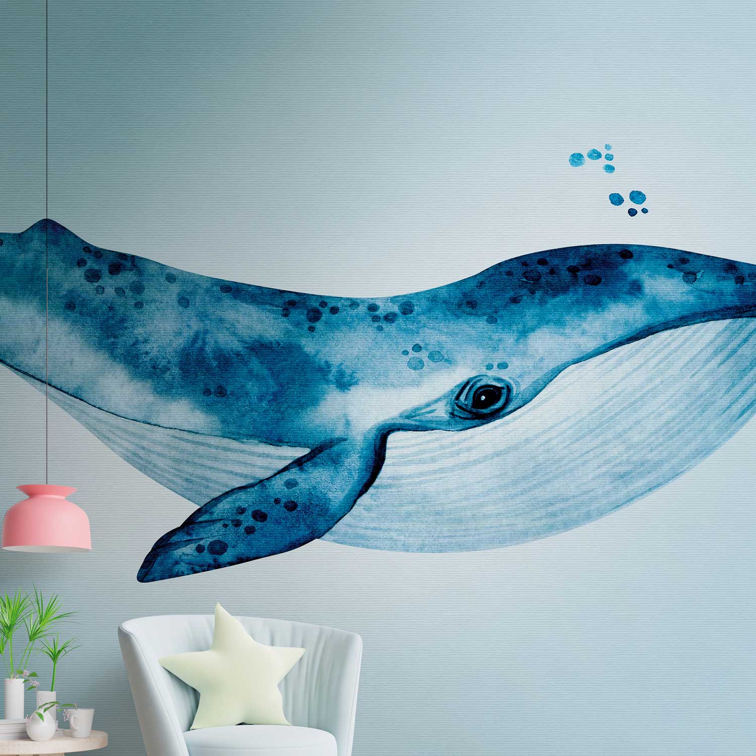 Tadessi Fototapete Tiere Fische M1-No.10319 Digitaldruck Tapete Blau - Unterwasser Wal Kinderzimmer